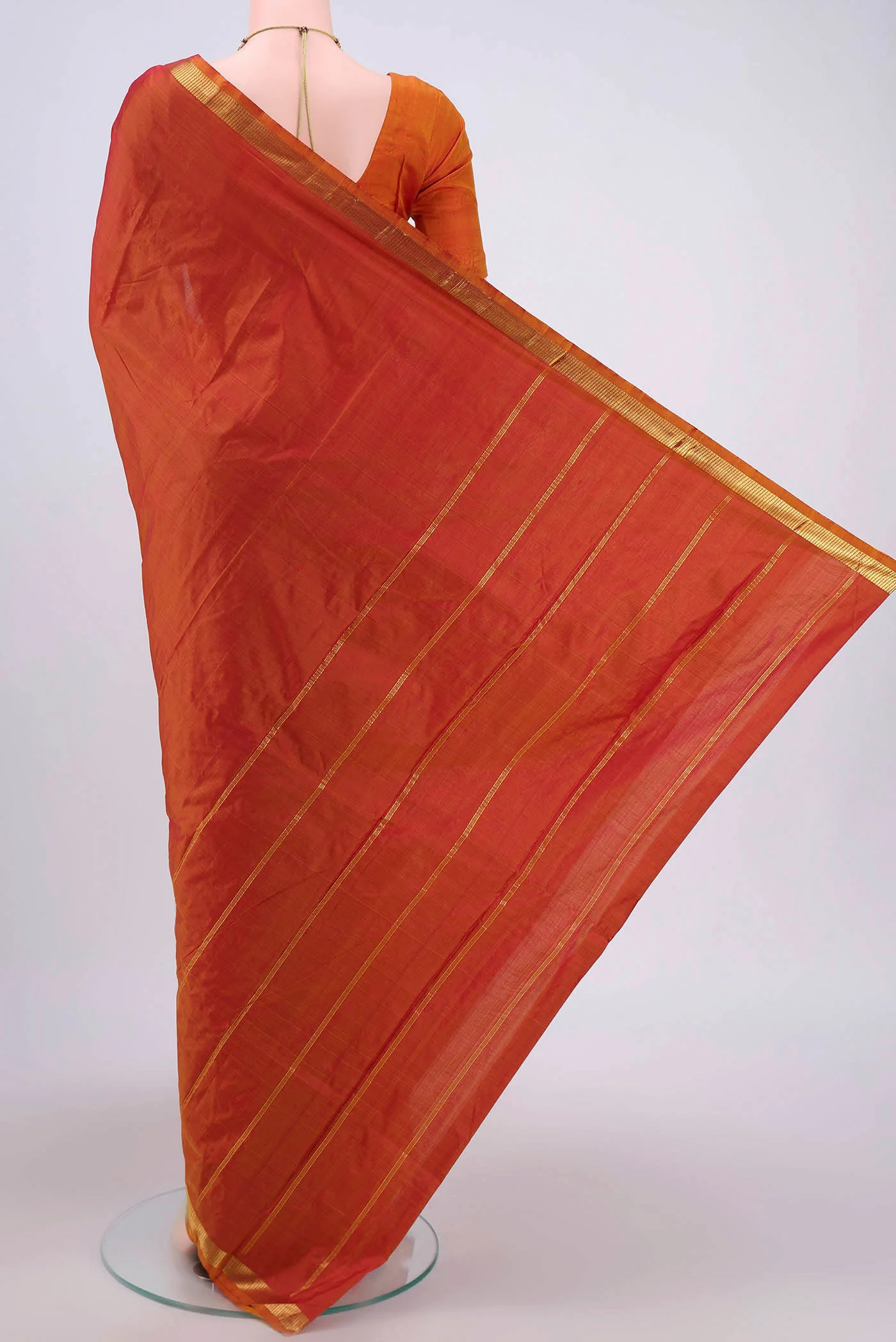 Rust Kanchipuram Silk Saree - Image 3