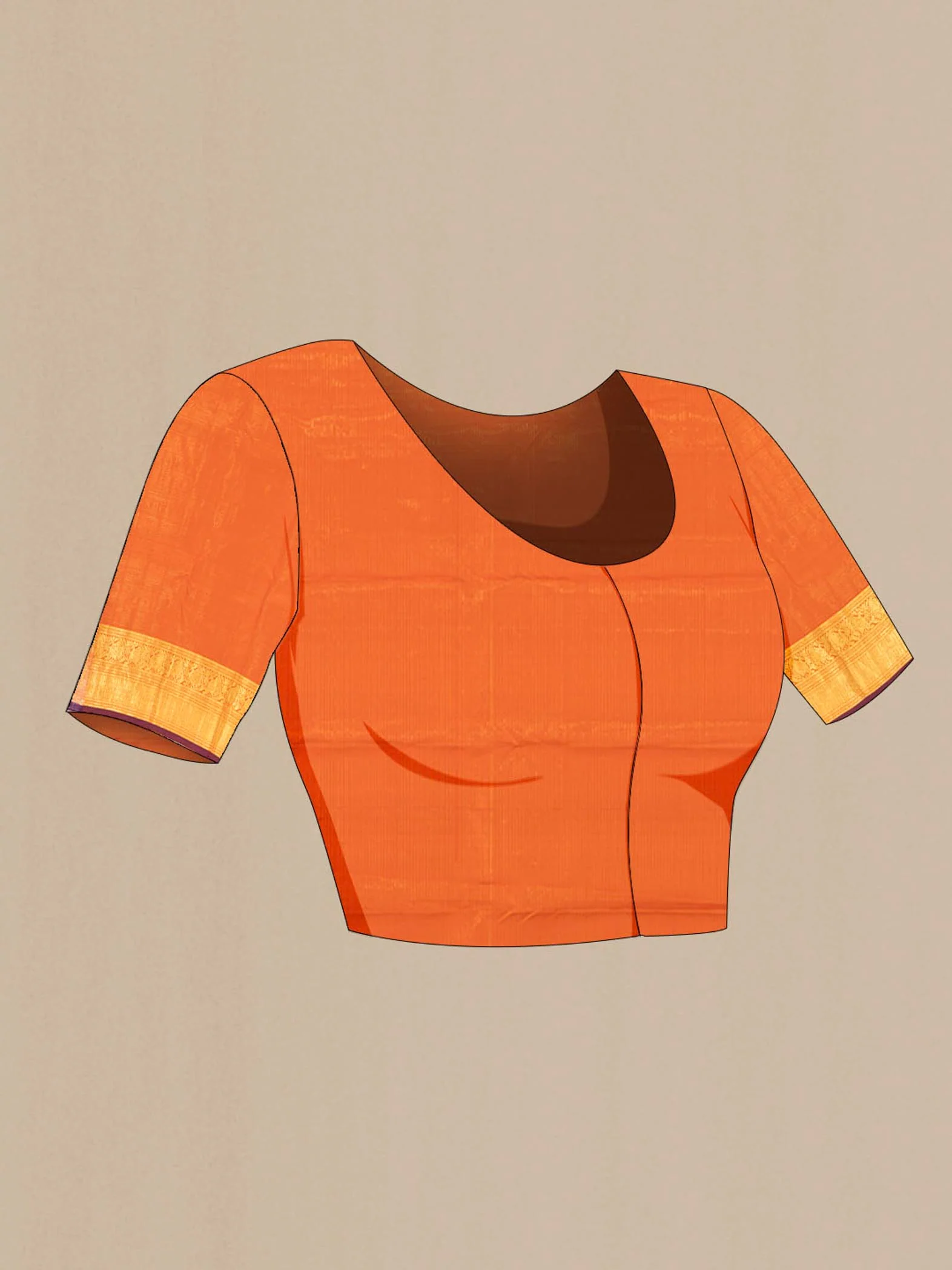 Orange Kanjivaram Silk Saree - Image 4