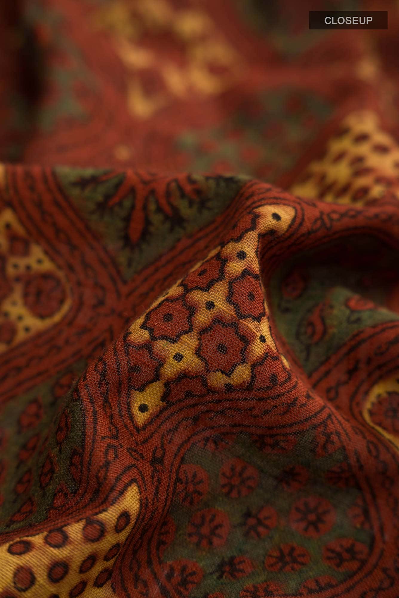 Rust Linen Cotton Saree - Image 2