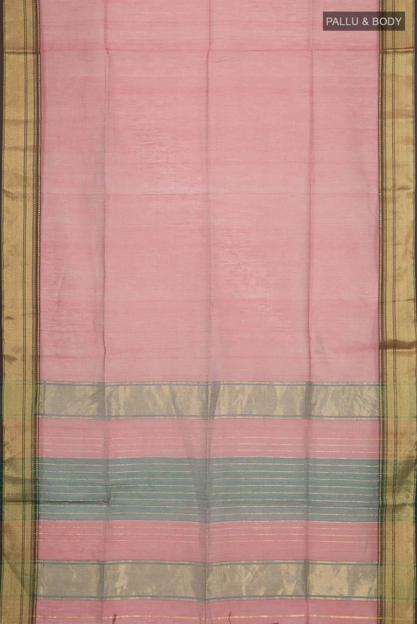 Rust Maheshwari Silk Cotton Saree - Image 2