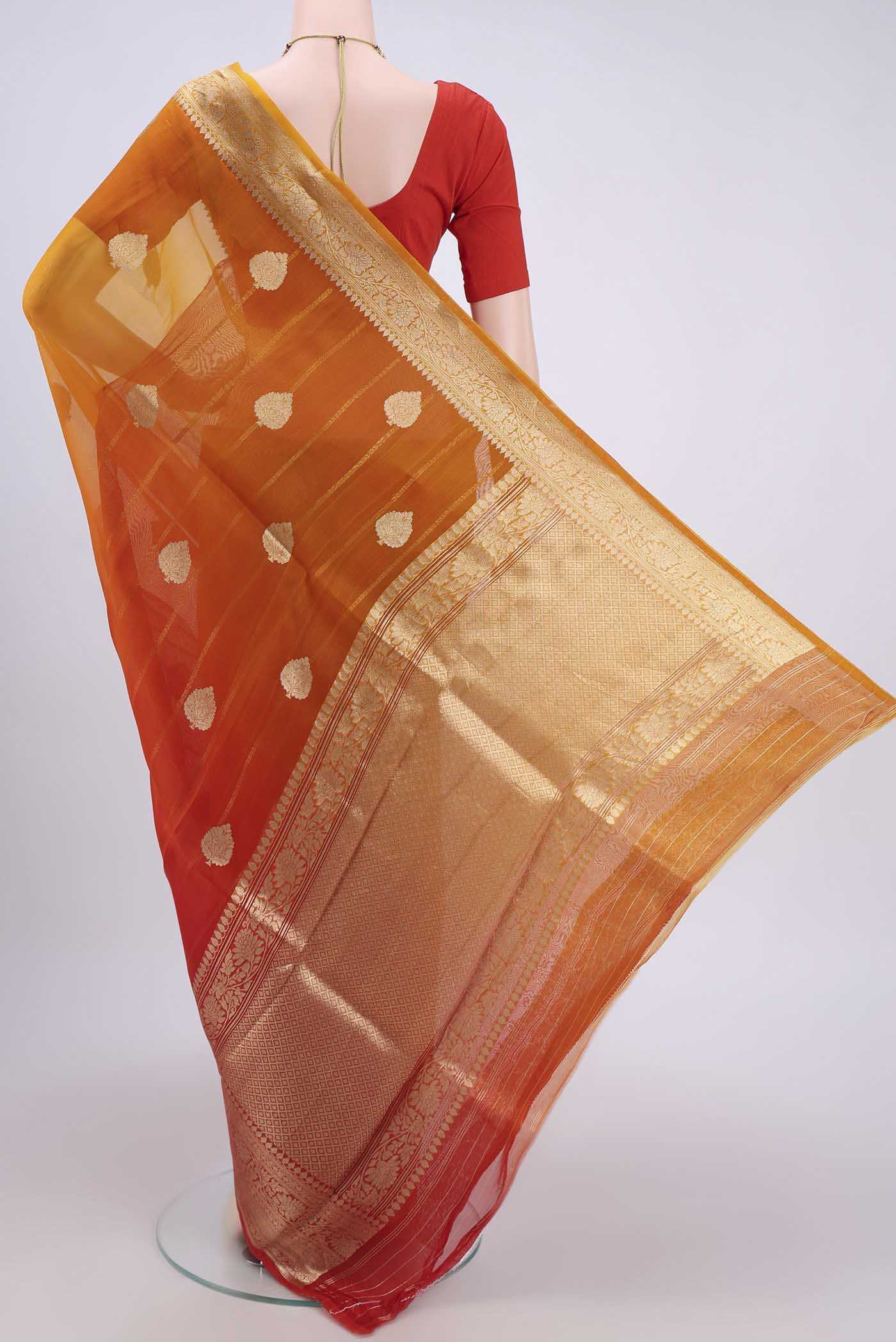 Multi Color Banarasi Kora Silk Saree - Image 3