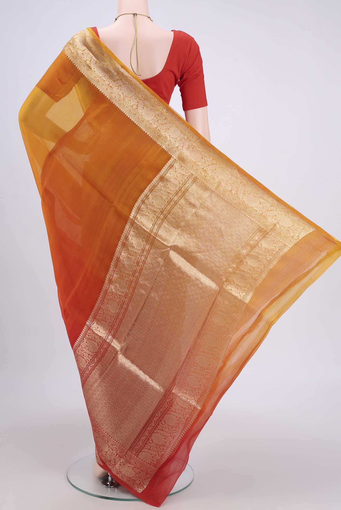 Multi Color Banarasi Kora Silk Saree - Image 3