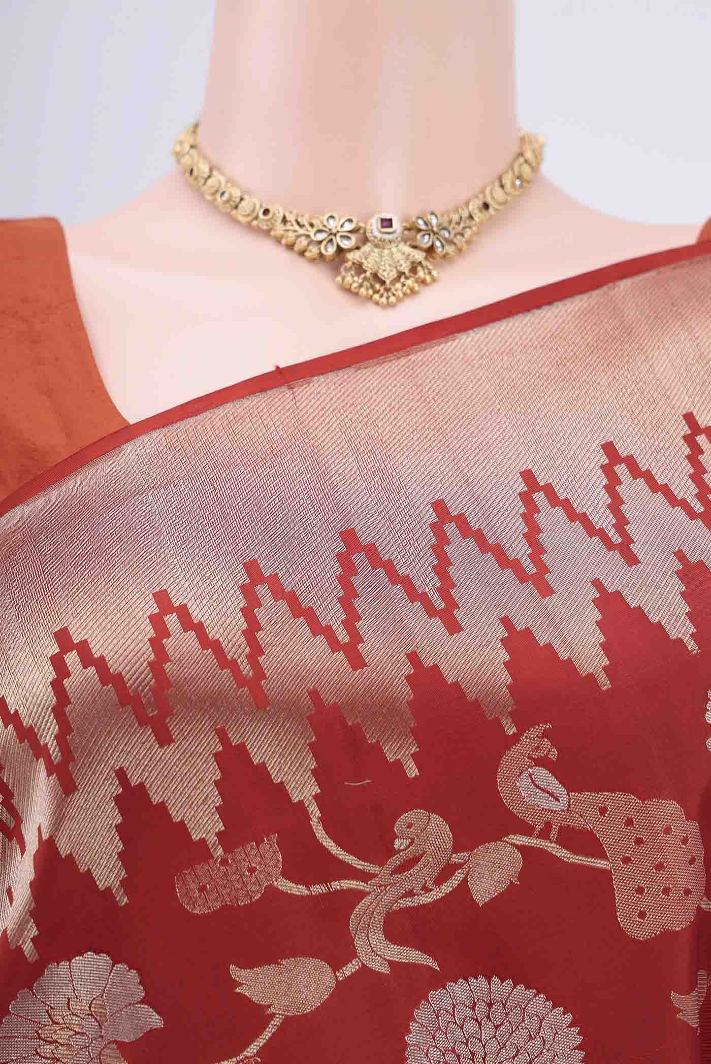 Rust Soft Silk Saree - Image 2