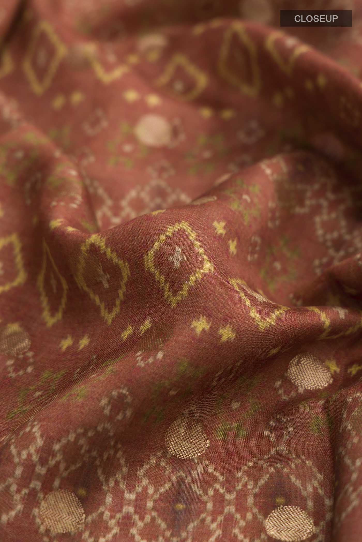 Rust Tussar Silk Saree - Image 2