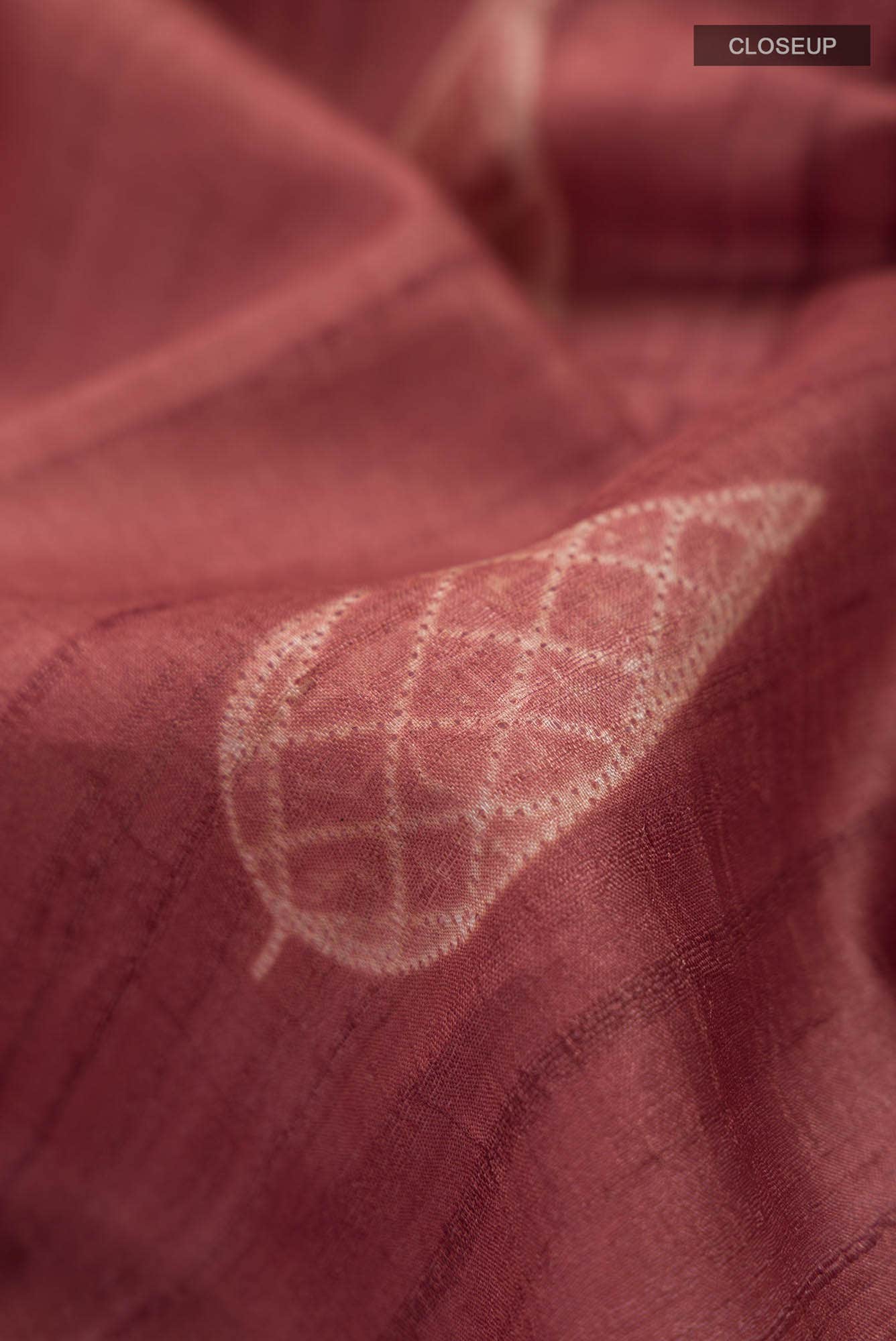 Rust Tussar Silk Saree - Image 2