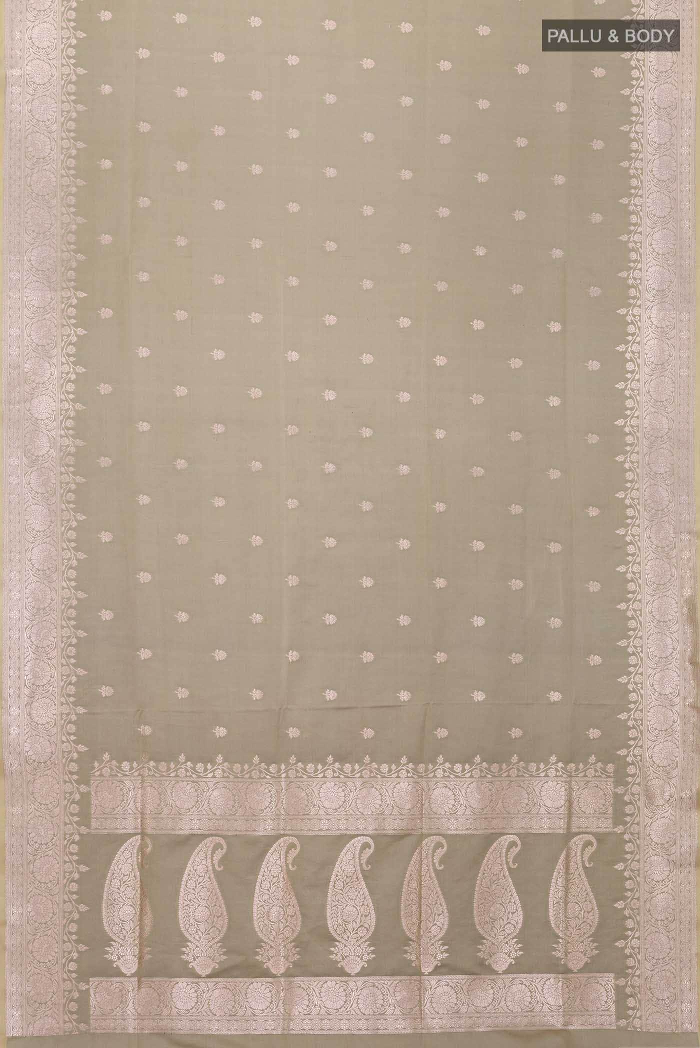 Sage Green Banarasi Silk Saree - Image 2
