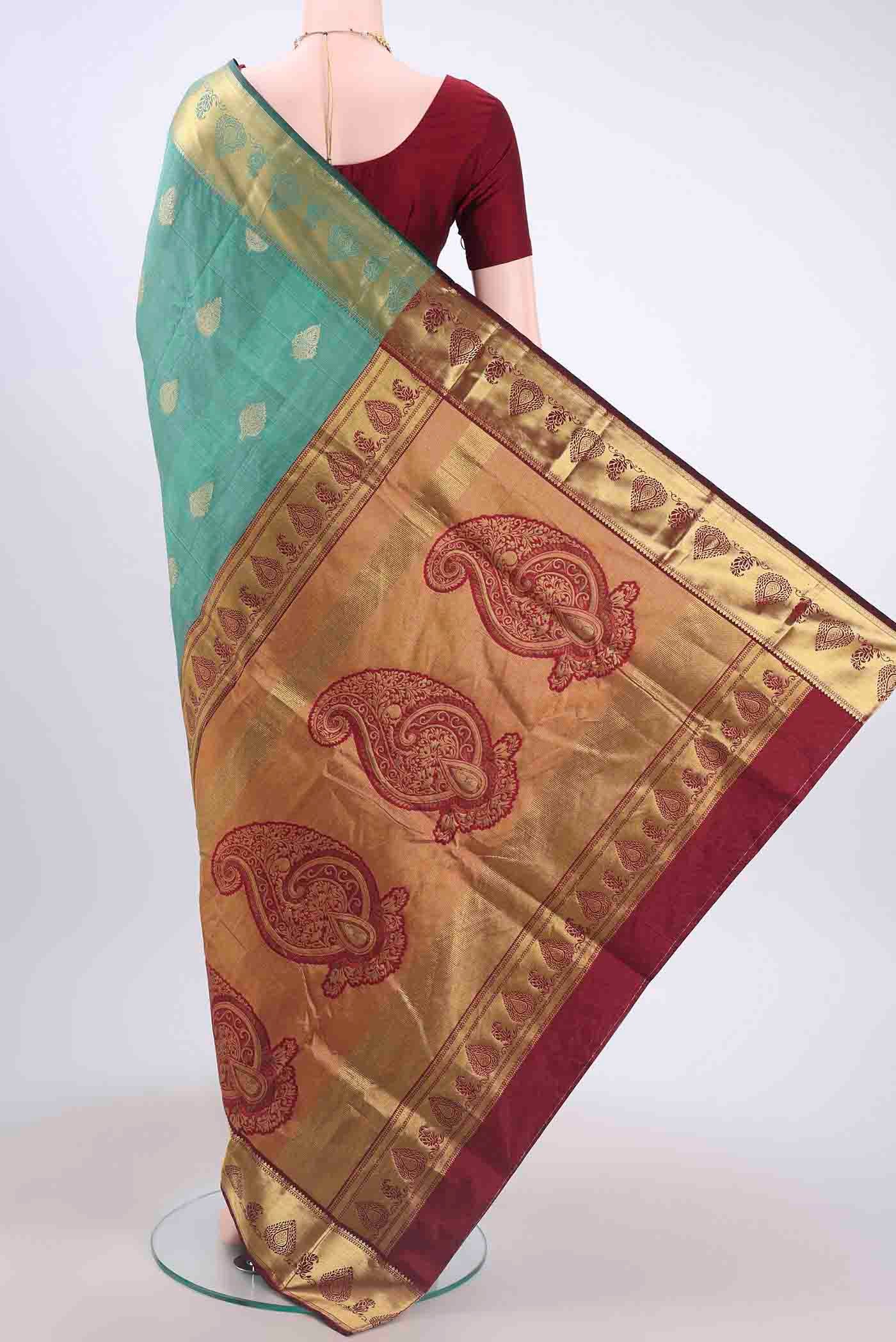 Sage Green Blended Bangalore Silk Saree - Image 3