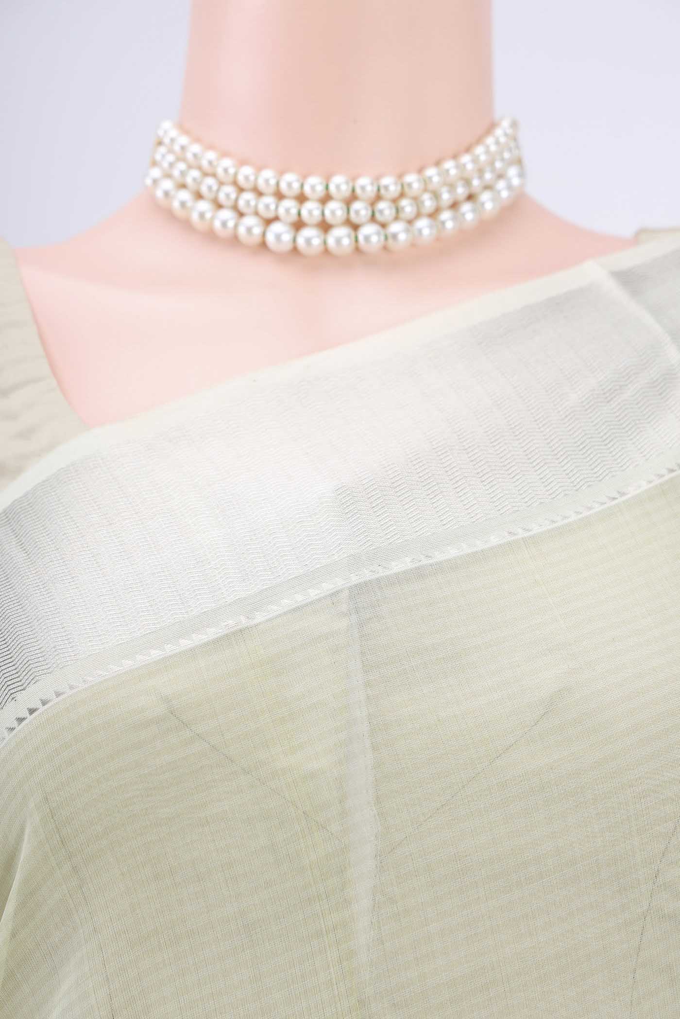 Sage Green Maheshwari Silk Cotton Saree - Image 2