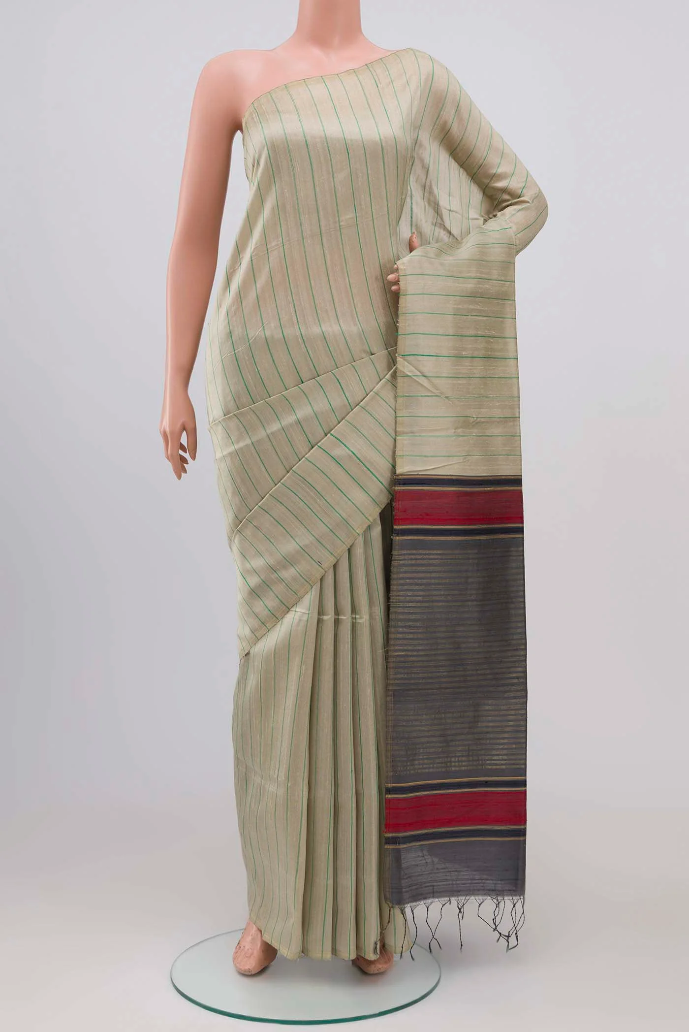 Sage Green Raw Silk Saree