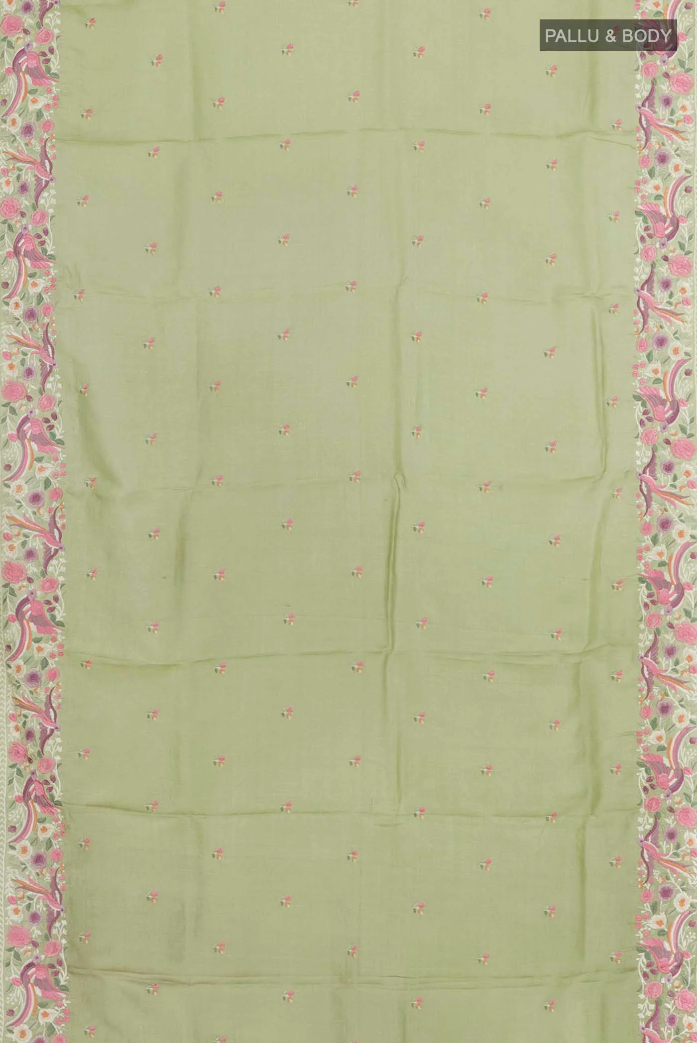 Sage Green Tussar Saree - Image 6