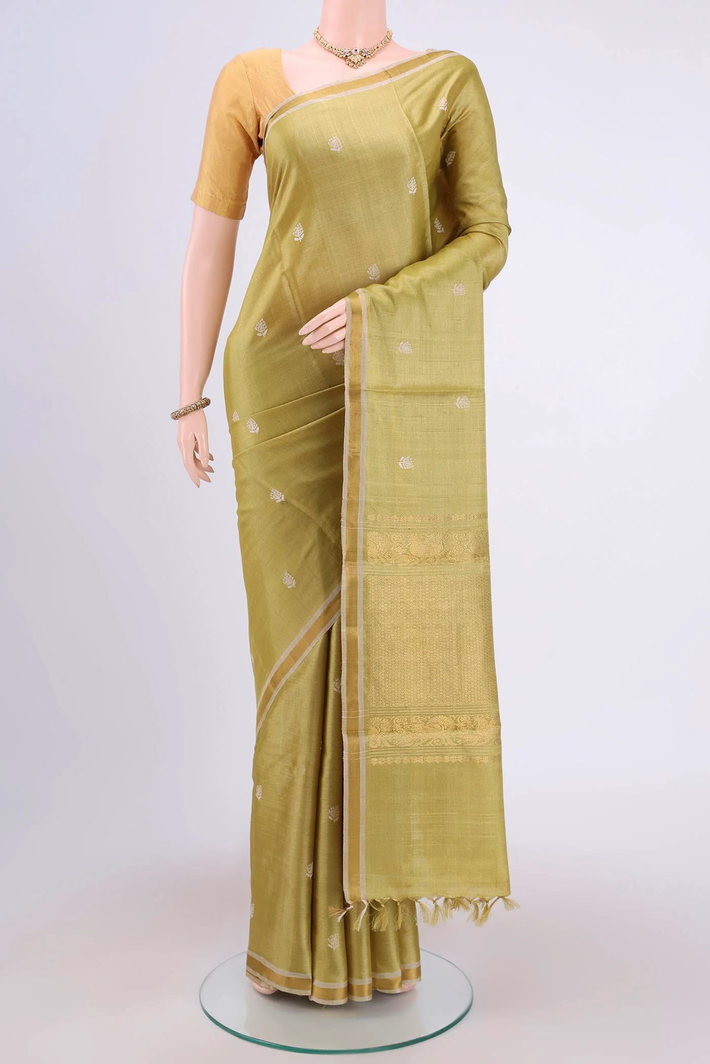 Brown Tussar Silk Saree
