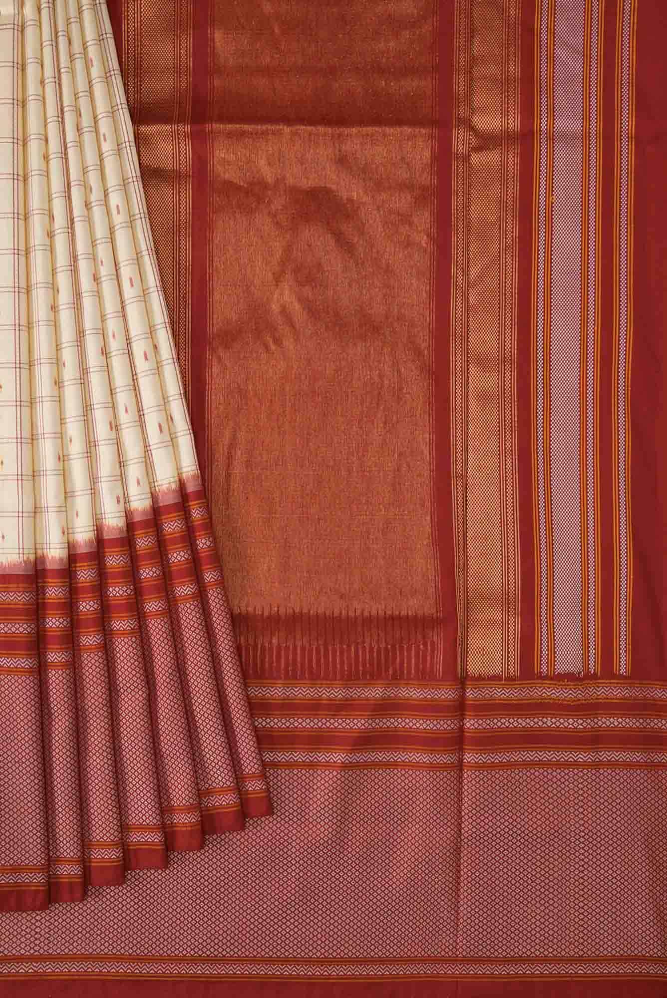 Sandal Dual Tone Double Ikat Saree - Image 2