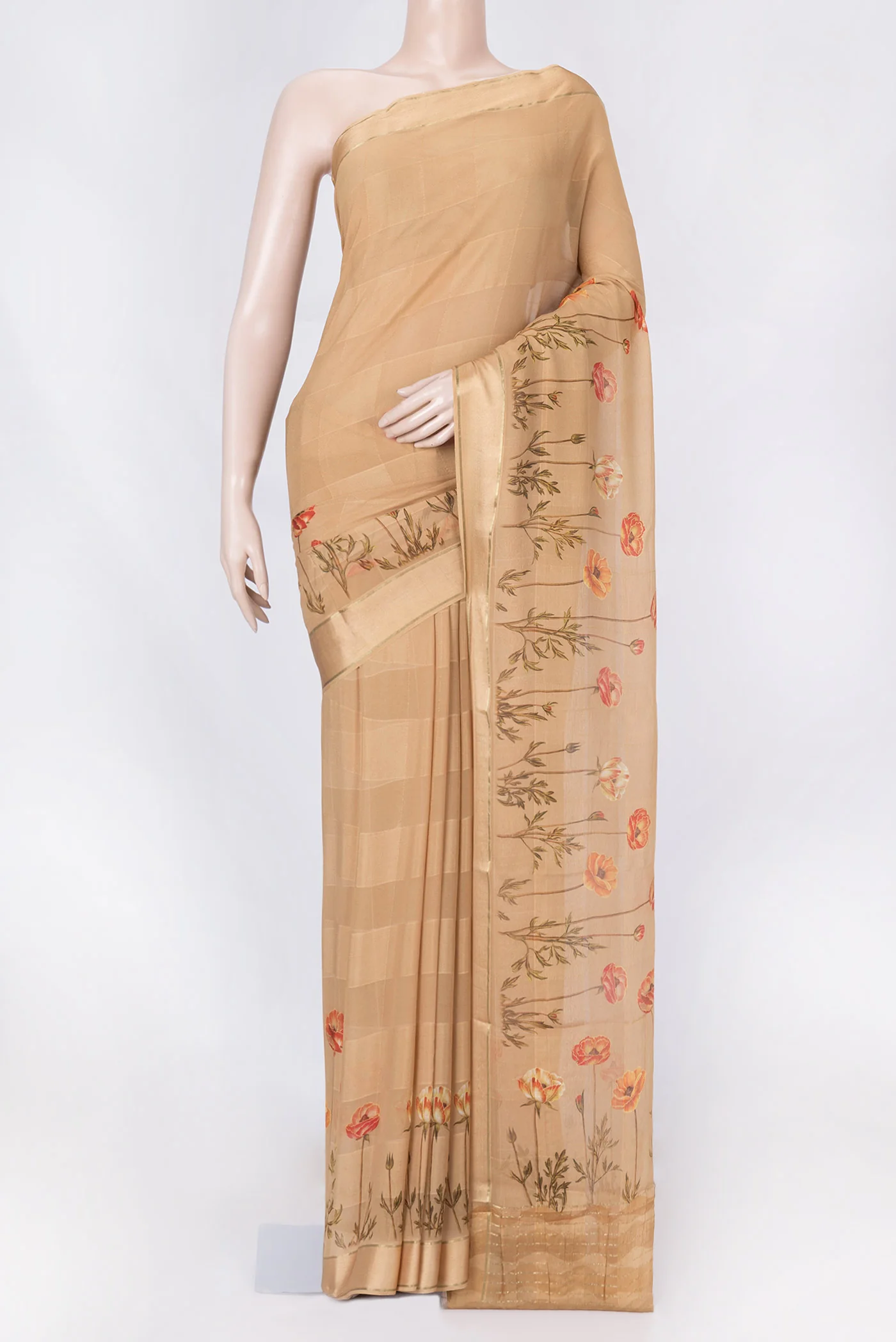 Sandal Dual Tone Georgette Saree
