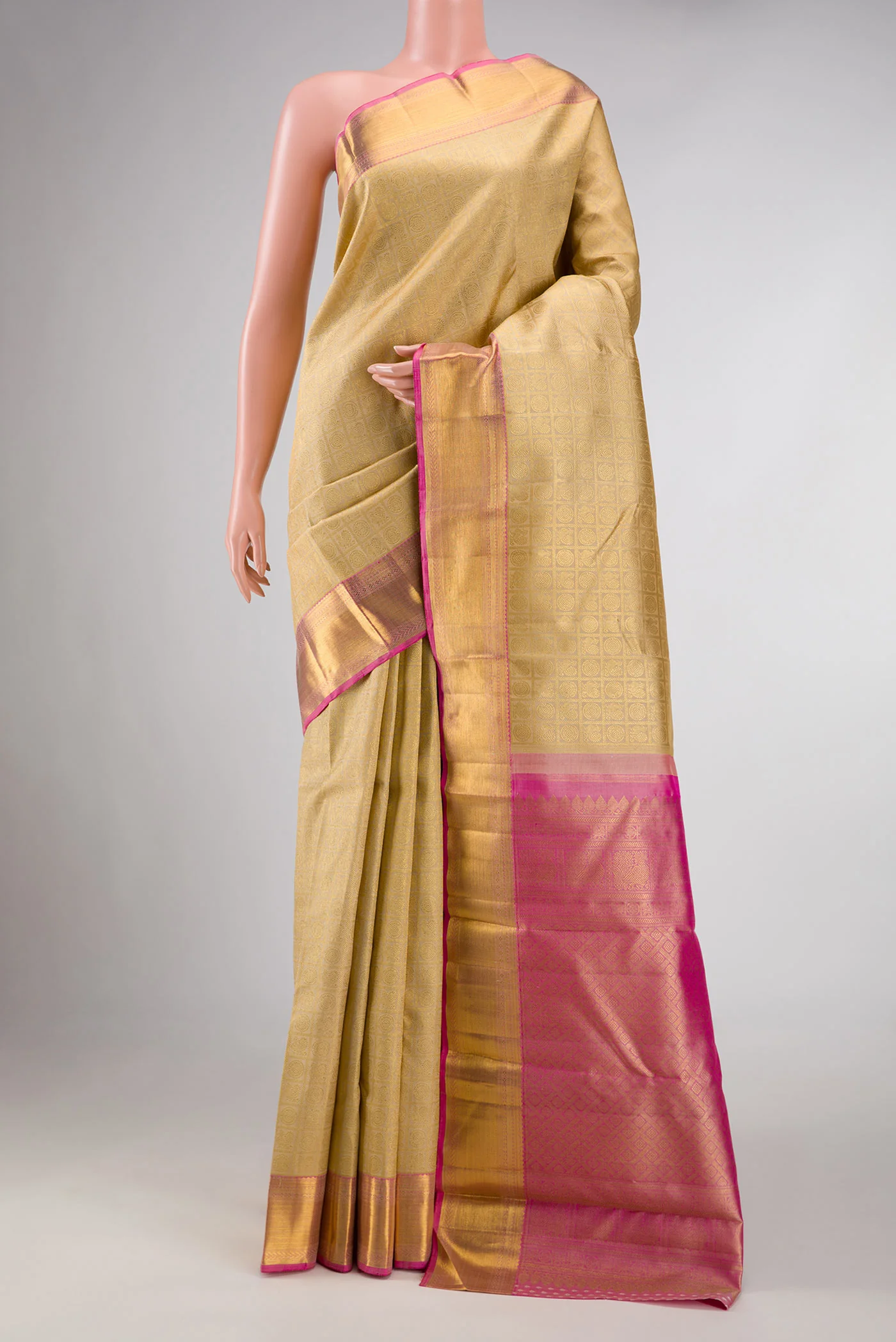 Sandal Dual Tone Kanchipuram Silk Saree