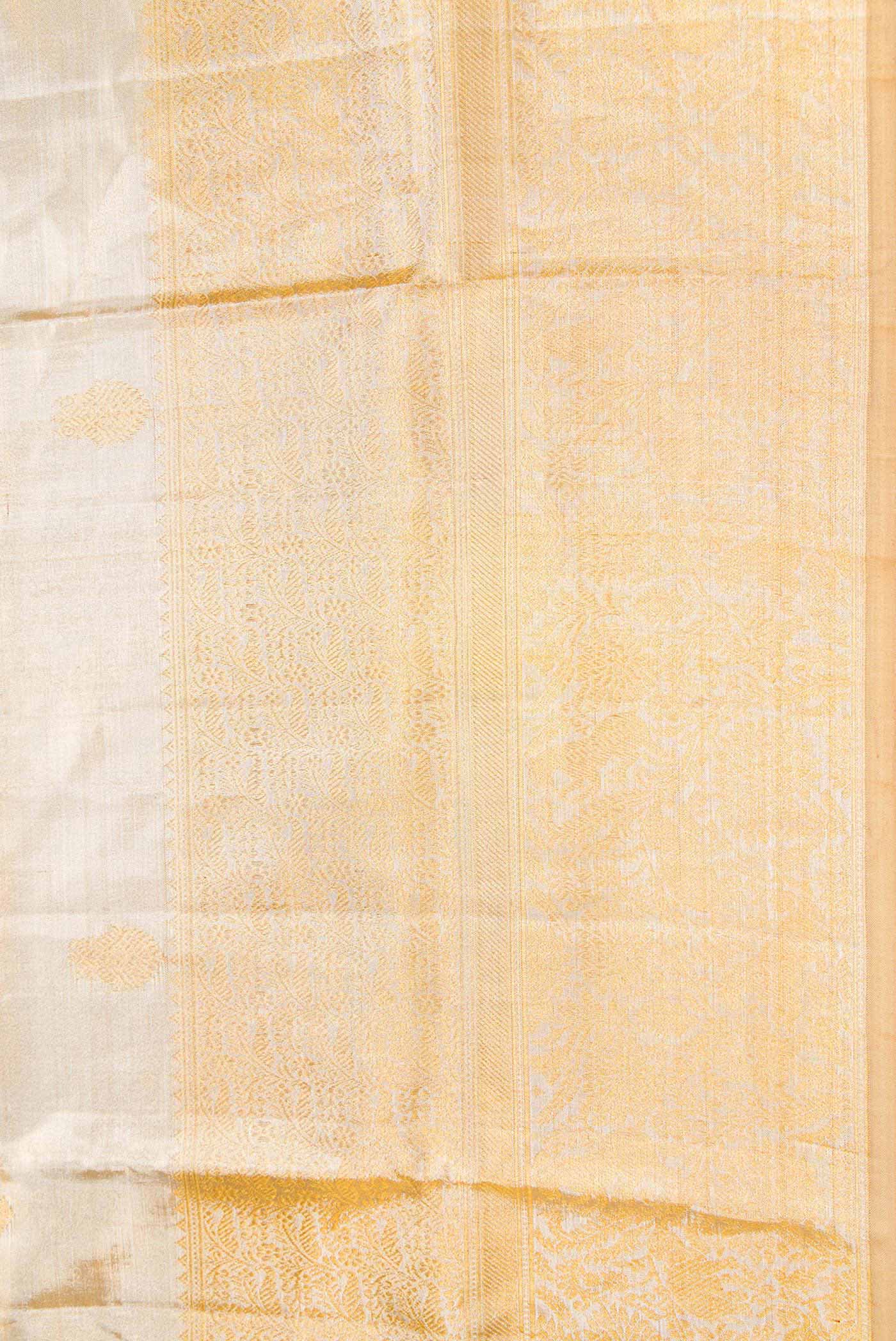 Sandal Dual Tone Kanjivaram Tissue Silk Saree - Image 3