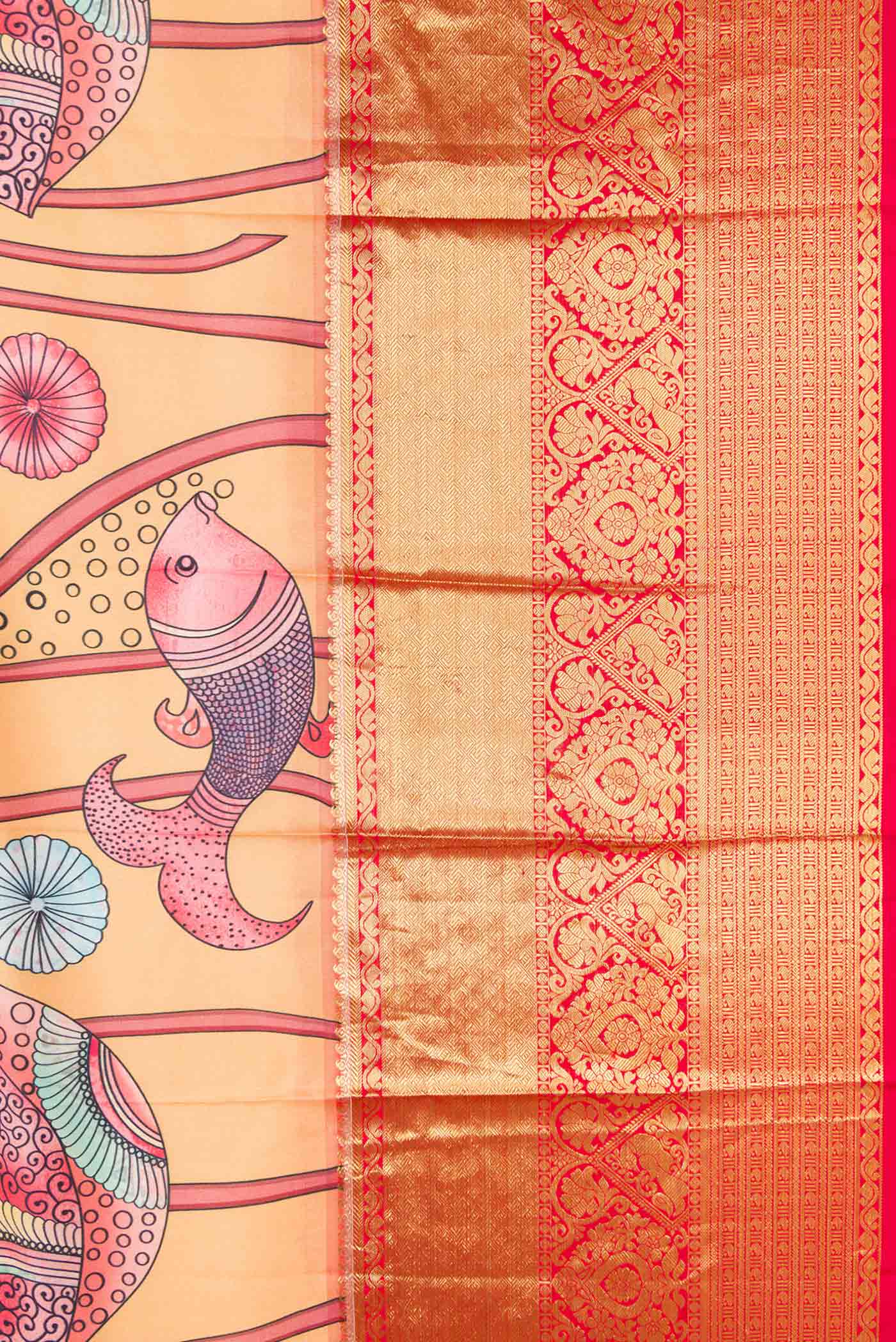 Sandal Dual Tone Kanjivaram Silk Saree - Image 3