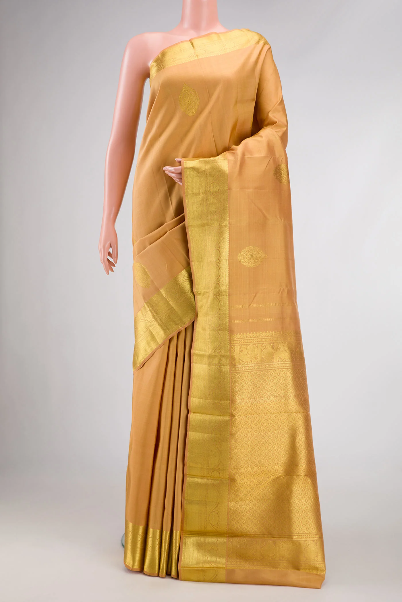Sandal Kanjivaram Silk Saree