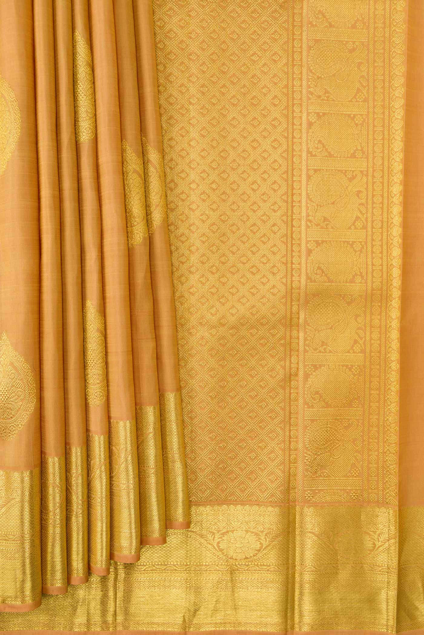 Sandal Kanjivaram Silk Saree - Image 4