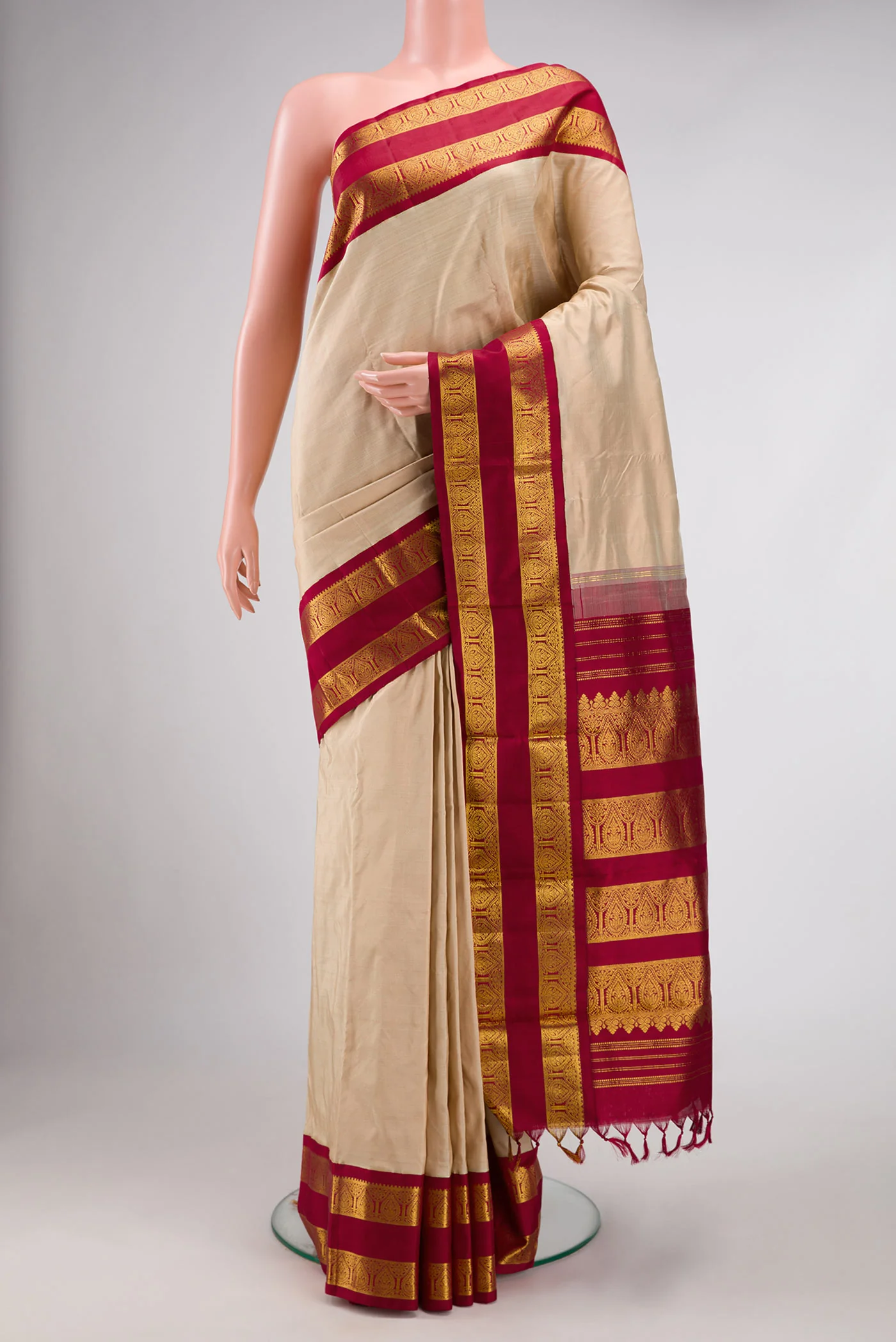 Pure Silk Pure Zari Sandal Kanjivaram Saree