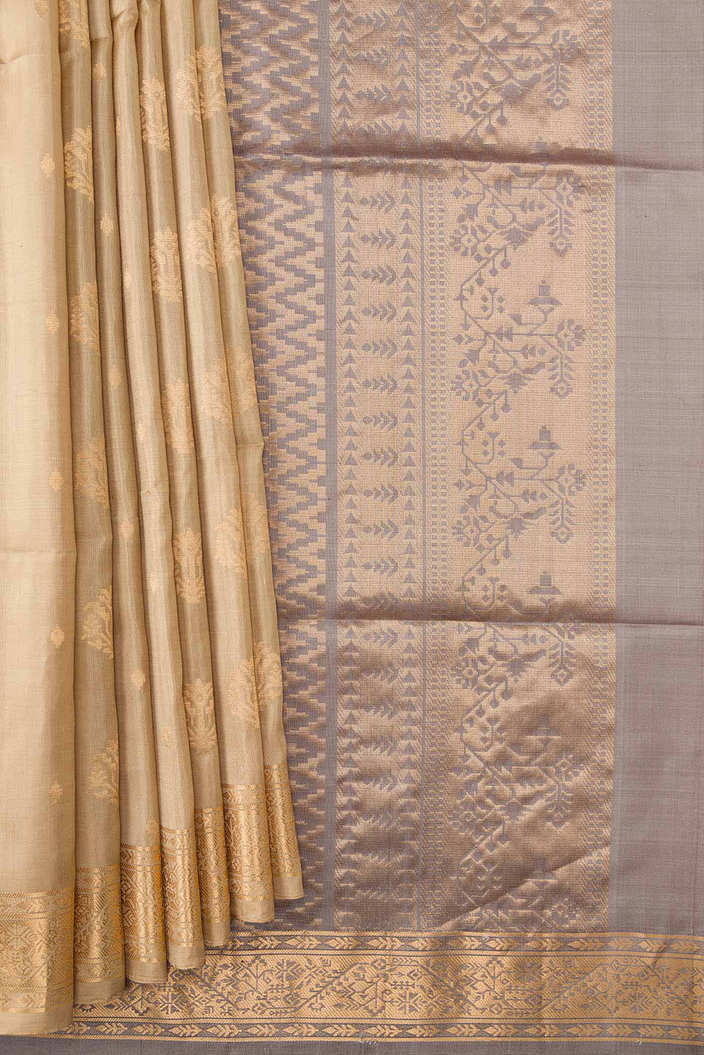 Sandal Dual Tone Soft Silk Saree - Image 4