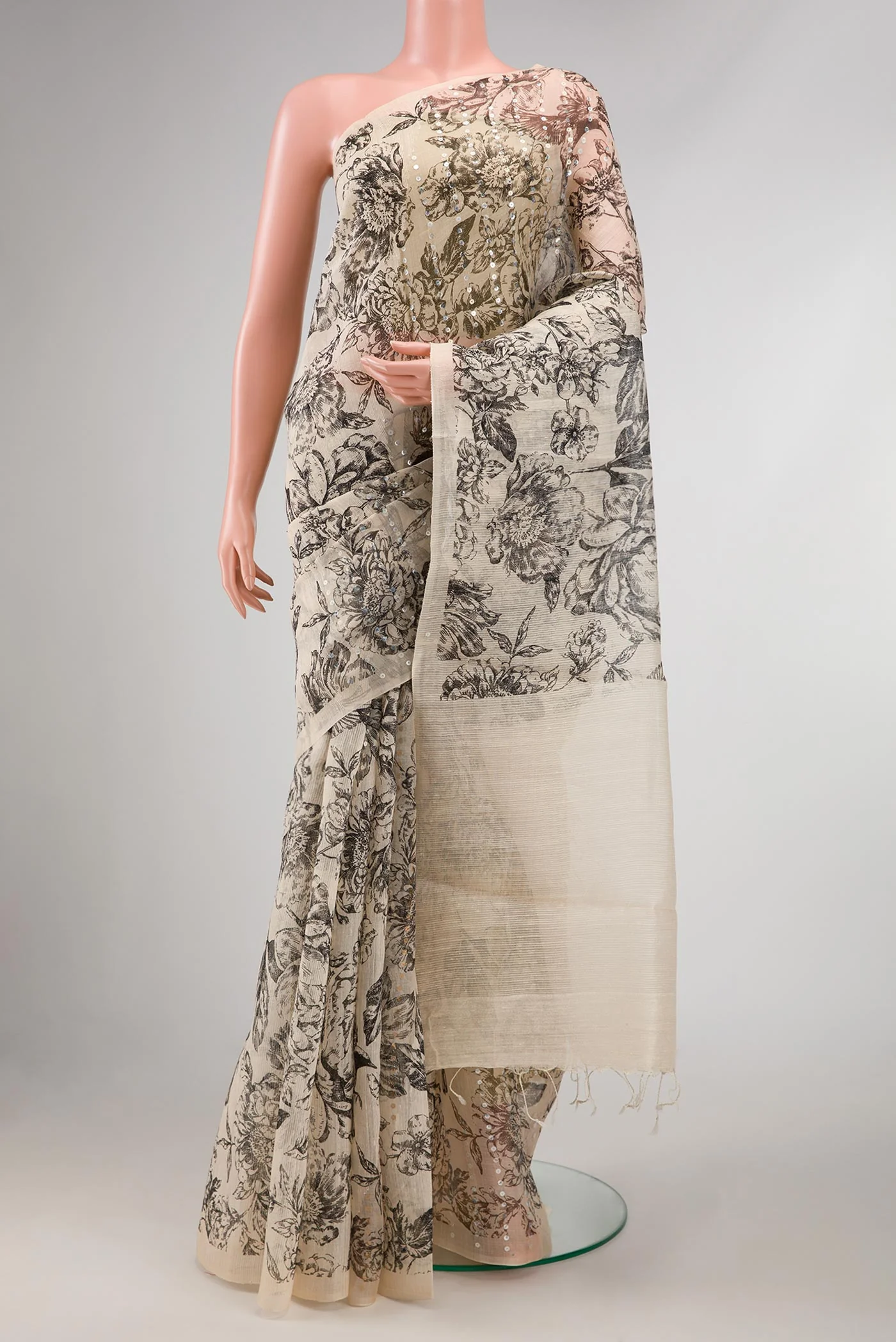 Sandal Dual Tone Tussar Silk Saree