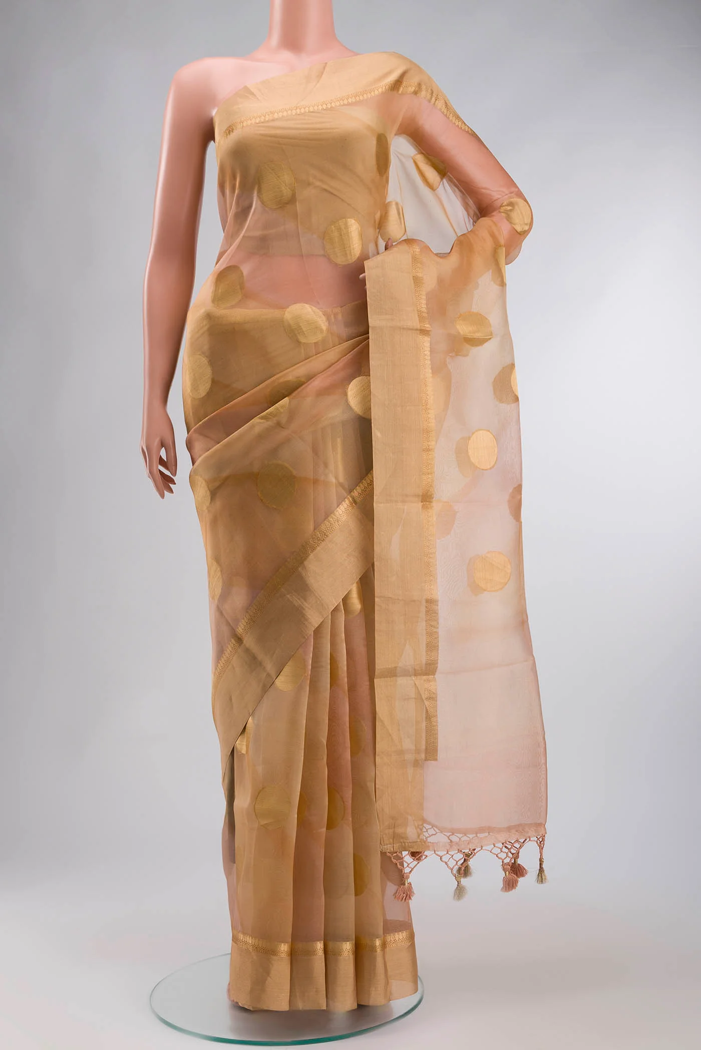 Sandal Organza Silk Saree