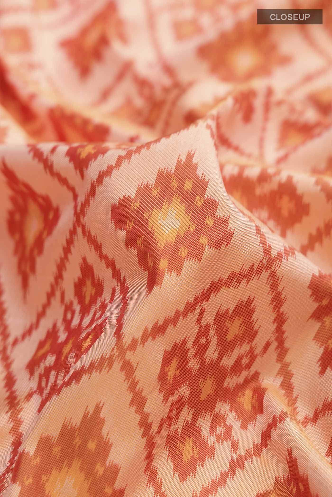 Orange Pochampally Silk Saree - Image 2