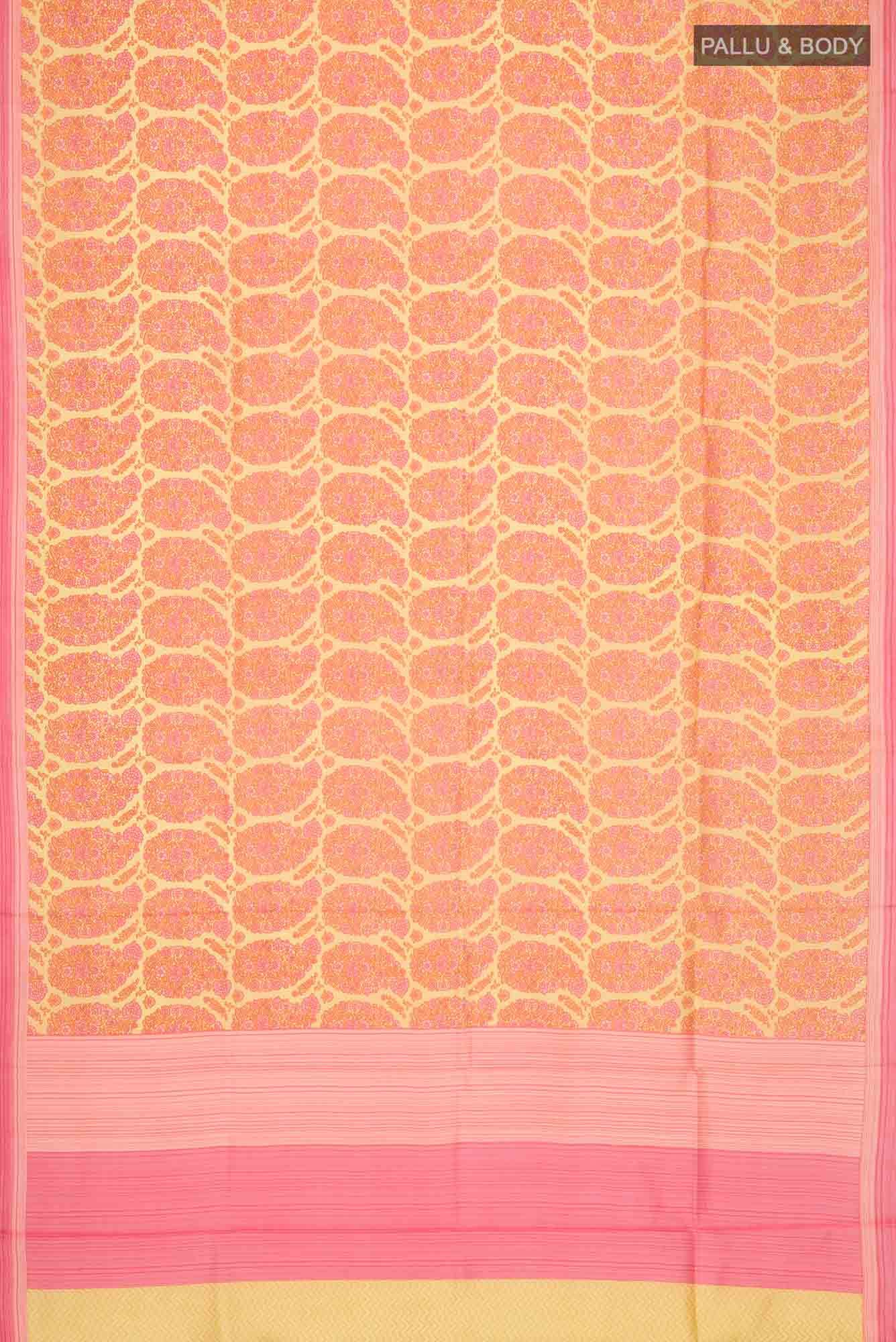 Sandal Printed Silk Saree - Image 3