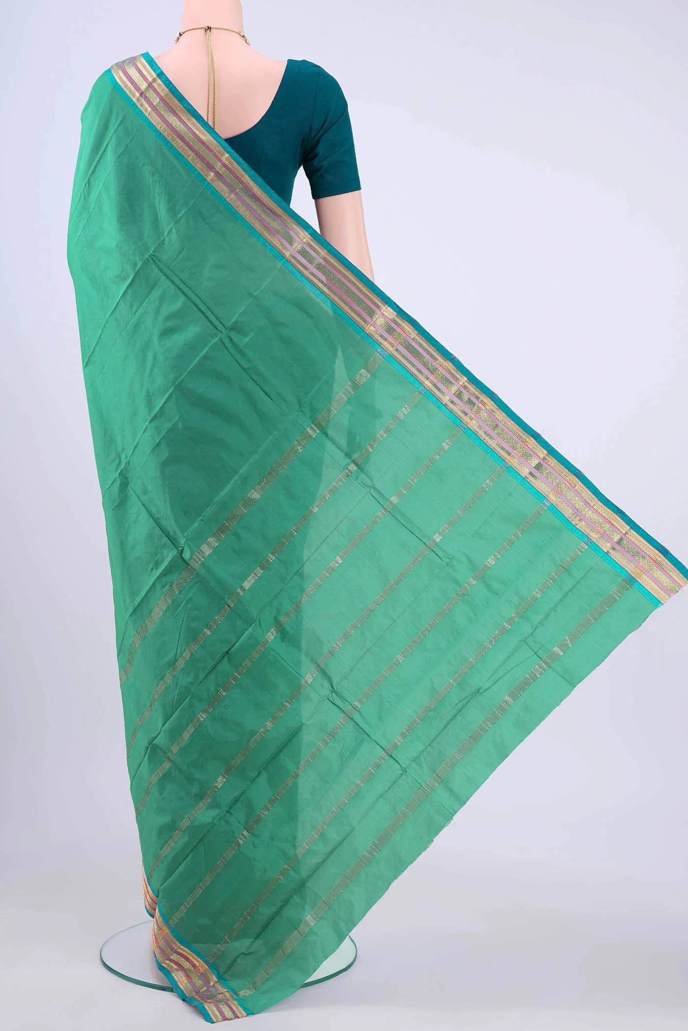Sea Green Blended Bangalore Silk Saree - Image 3