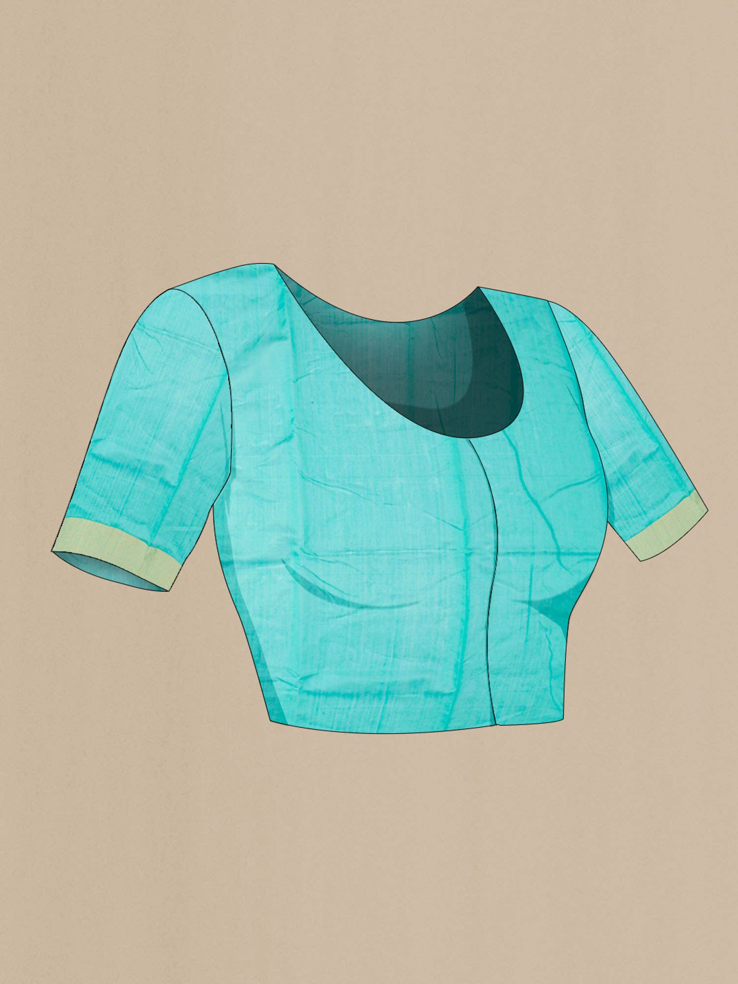 Turquoise Chanderi Silk Cotton Saree - Image 5