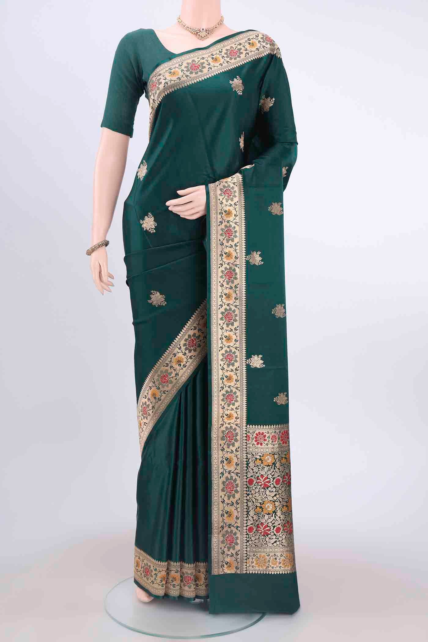 Sea Green Dual Tone Banarasi Katan Silk Saree