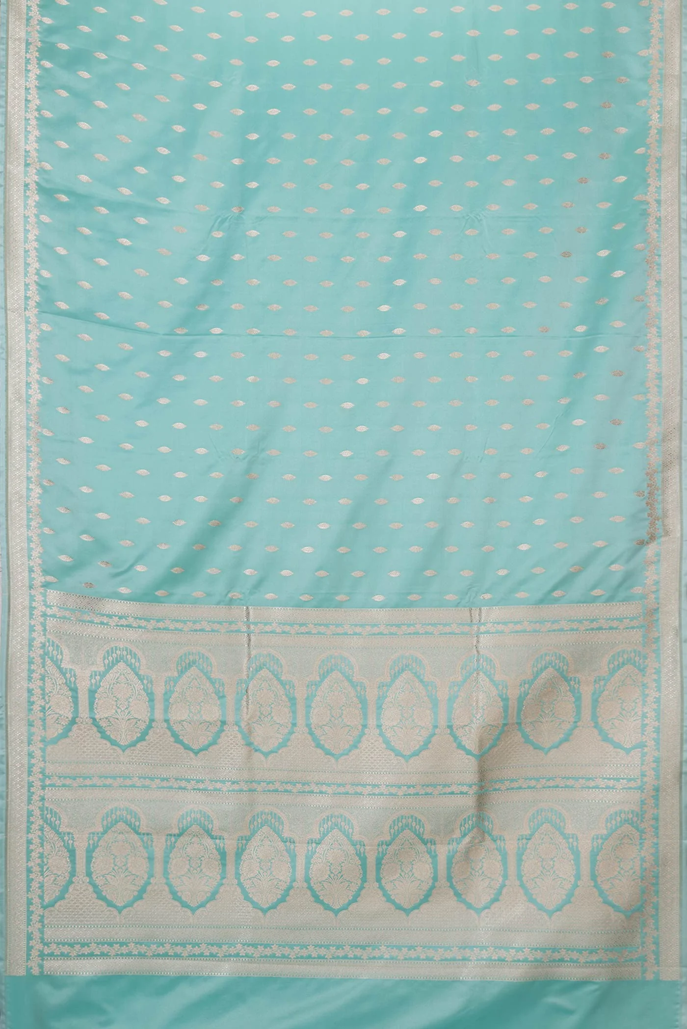 Sea Green Dual Tone Blended Banarasi Silk Saree - Image 3