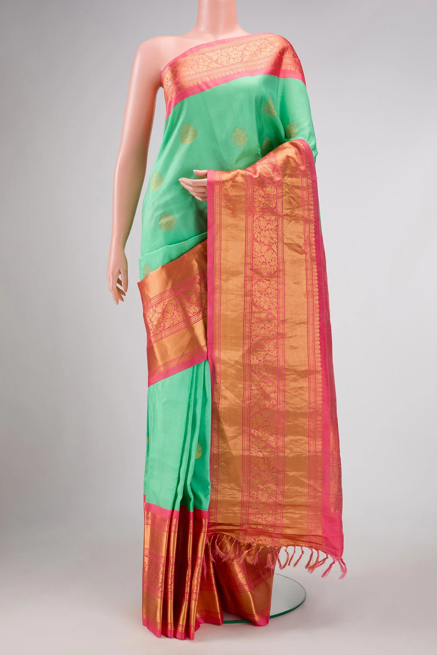 Sea Green Dual Tone Gadwal Silk Saree