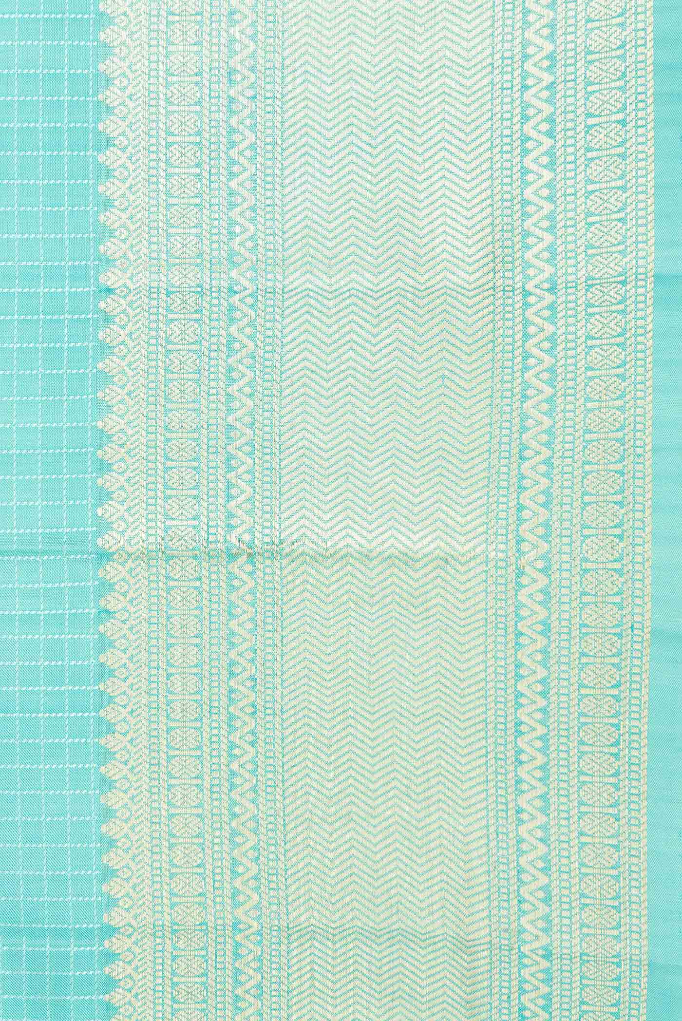 Sea Green Dual Tone Kanchipuram Saree - Image 3