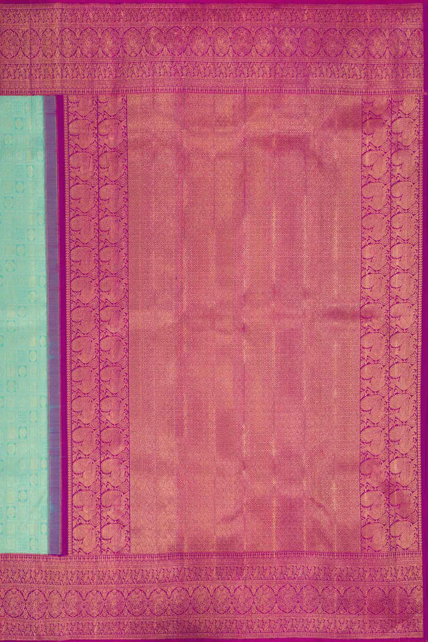 Sea Green Dual Tone Kanchipuram Silk Saree - Image 7