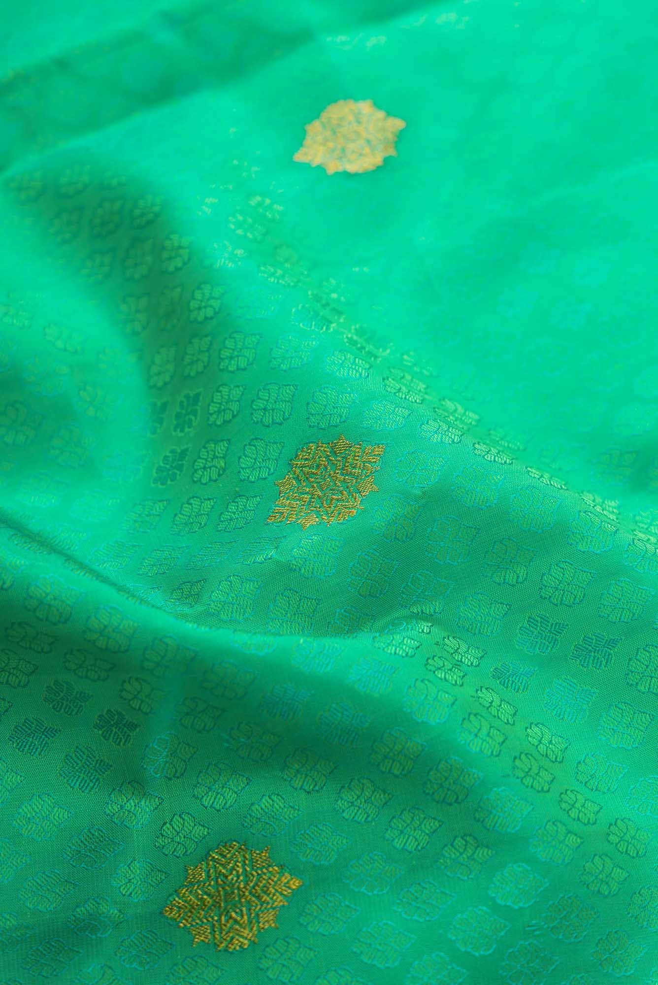 Sea Green Dual Tone Kanchipuram Silk Saree - Image 3