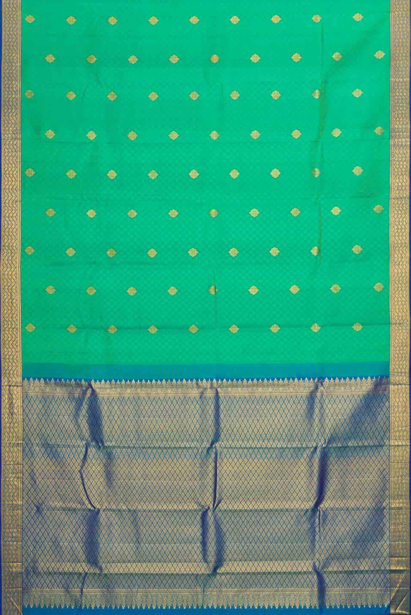 Sea Green Dual Tone Kanchipuram Silk Saree - Image 4