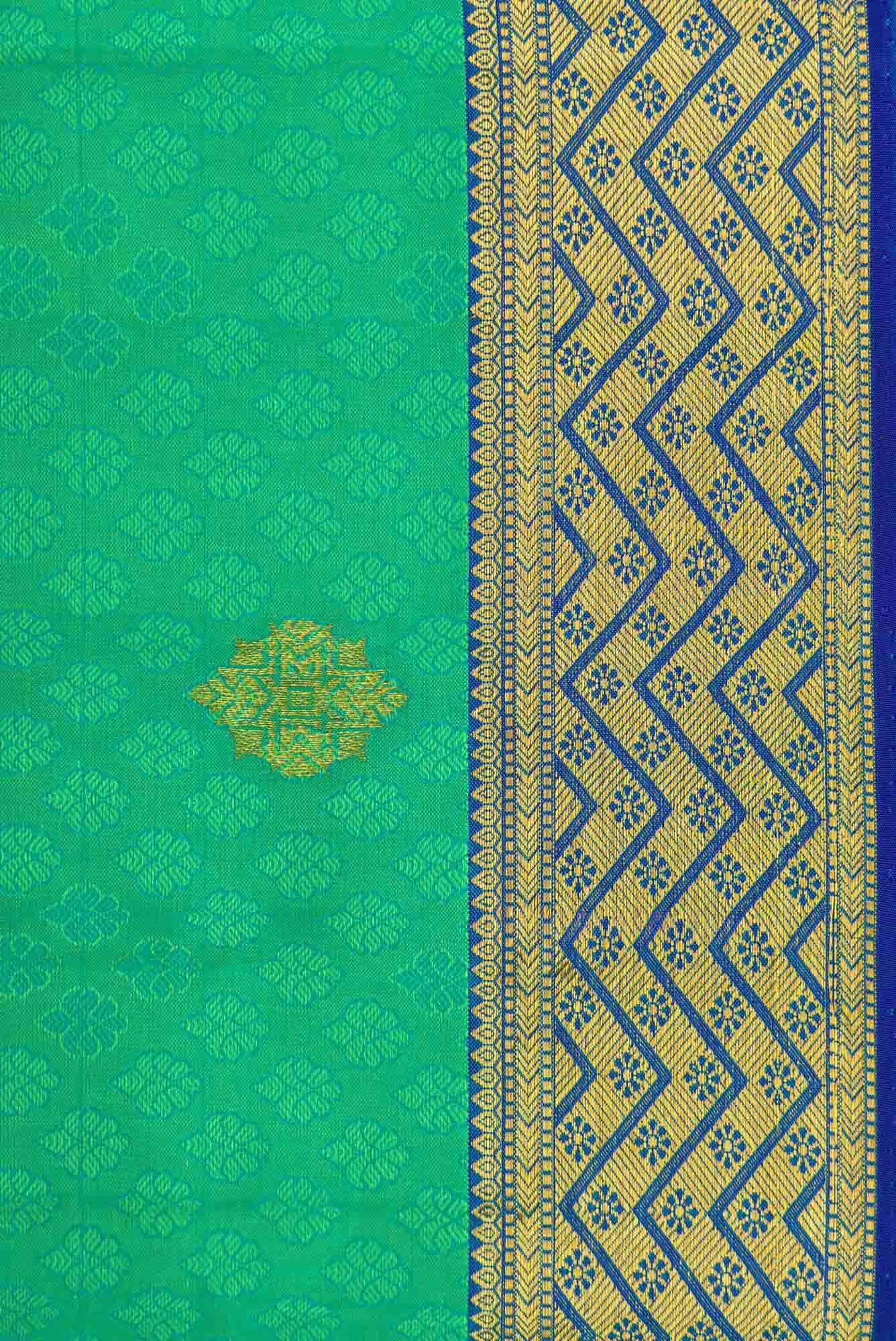 Sea Green Dual Tone Kanchipuram Silk Saree - Image 5