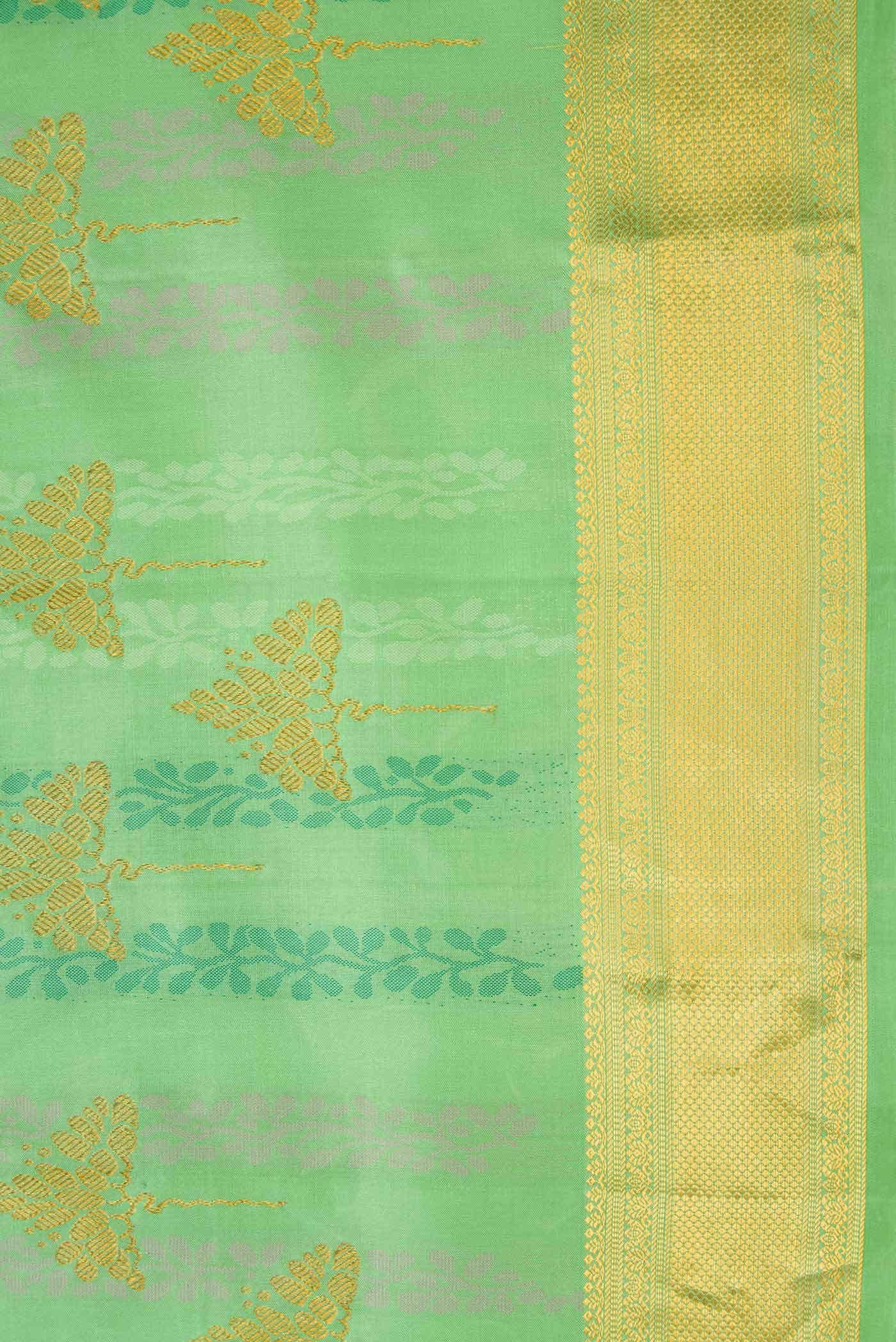 Sea Green Dual Tone Kanchipuram Silk Saree - Image 6