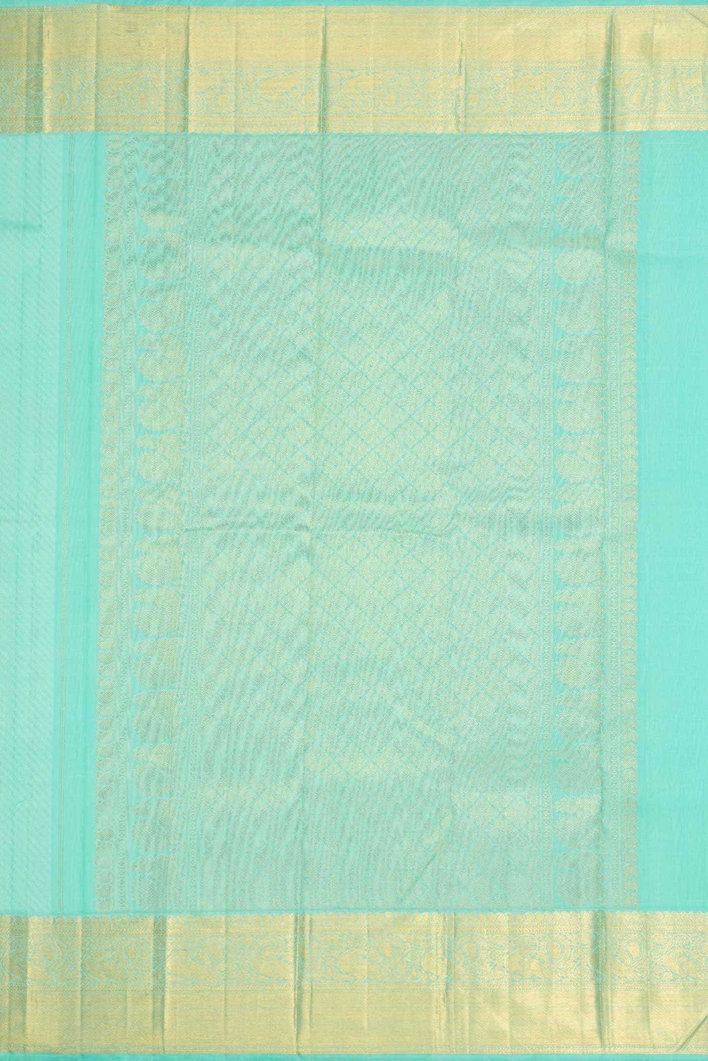 Pure Silk Pure Zari Sea Green Dual Tone Kanjivaram Saree - Image 5