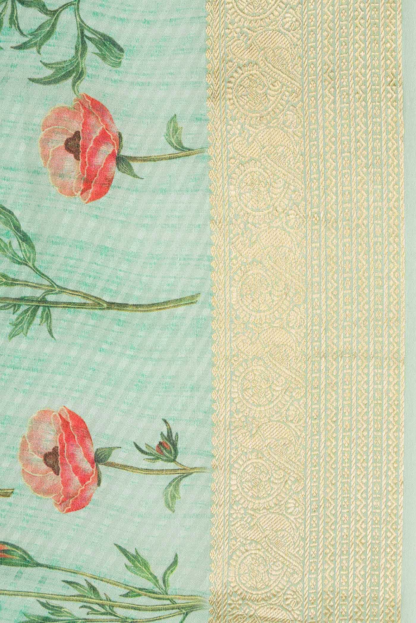 Sea Green Dual Tone Mysore Crepe Saree - Image 5