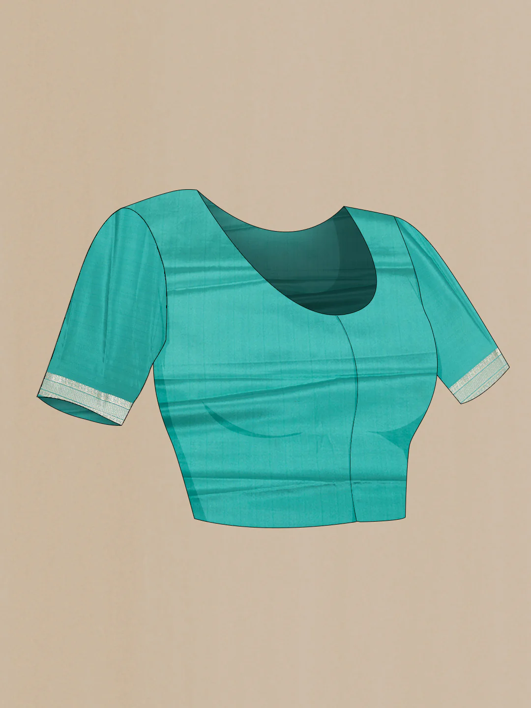 Sea Green Dual Tone Mysore Georgette Saree - Image 4