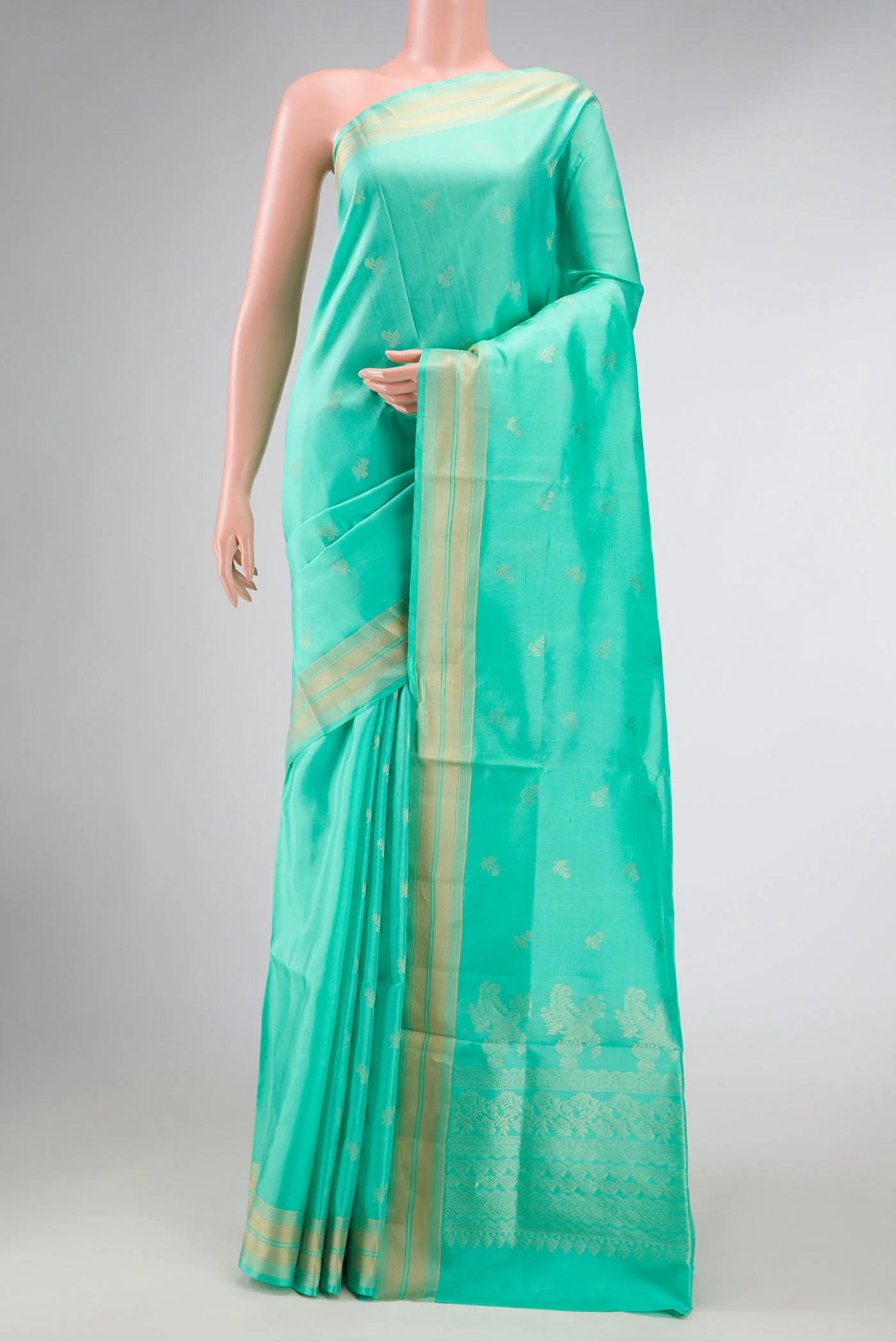 Sea Green Dual Tone Soft Silk Saree
