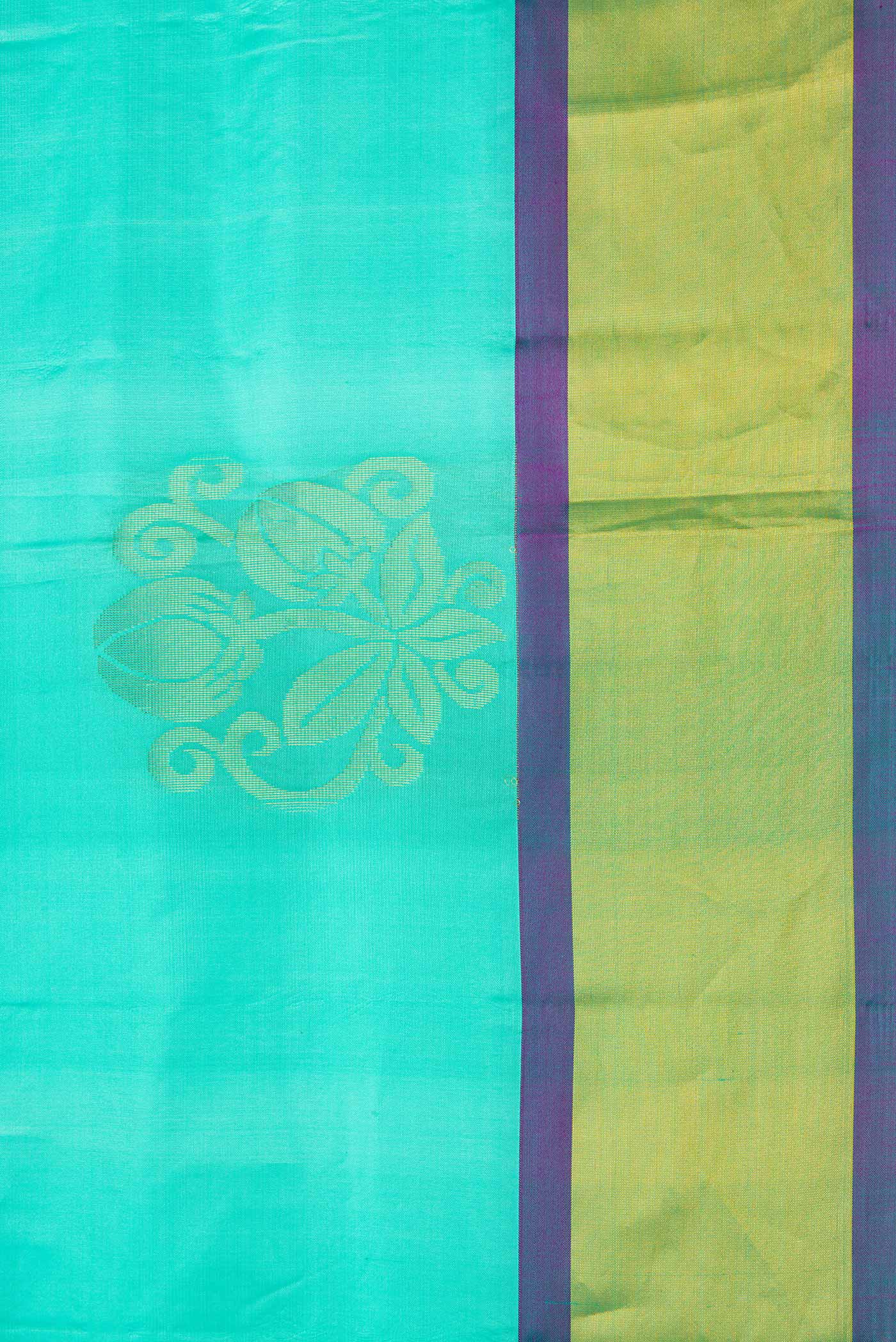 Sea Green Dual Tone Soft Silk Saree - Image 3