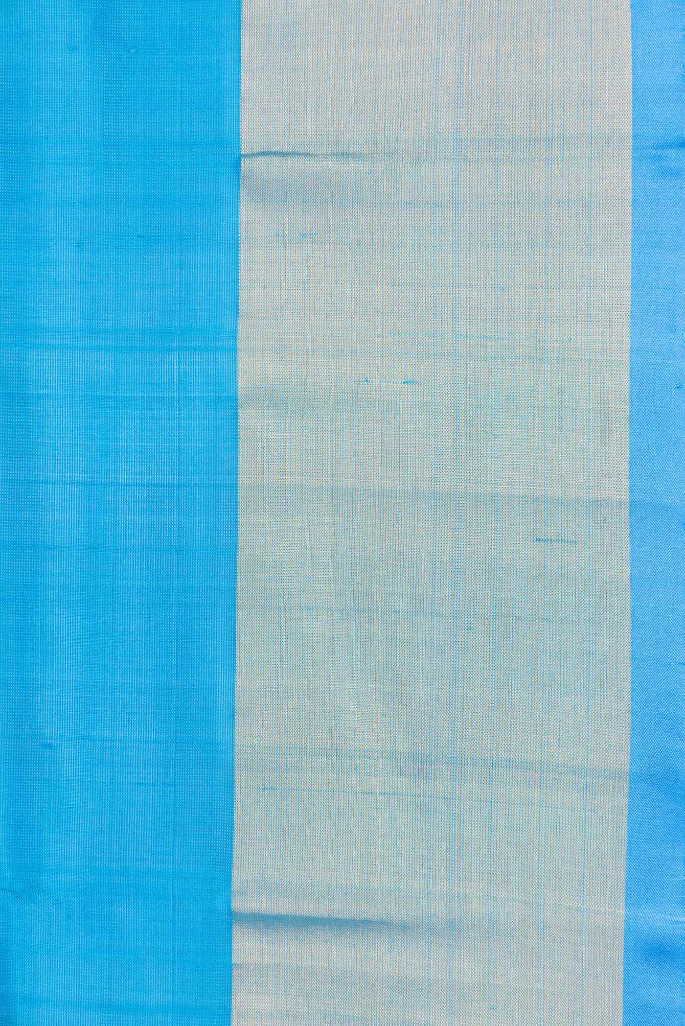 Green with Blue Color Uppada Silk Saree - Image 3