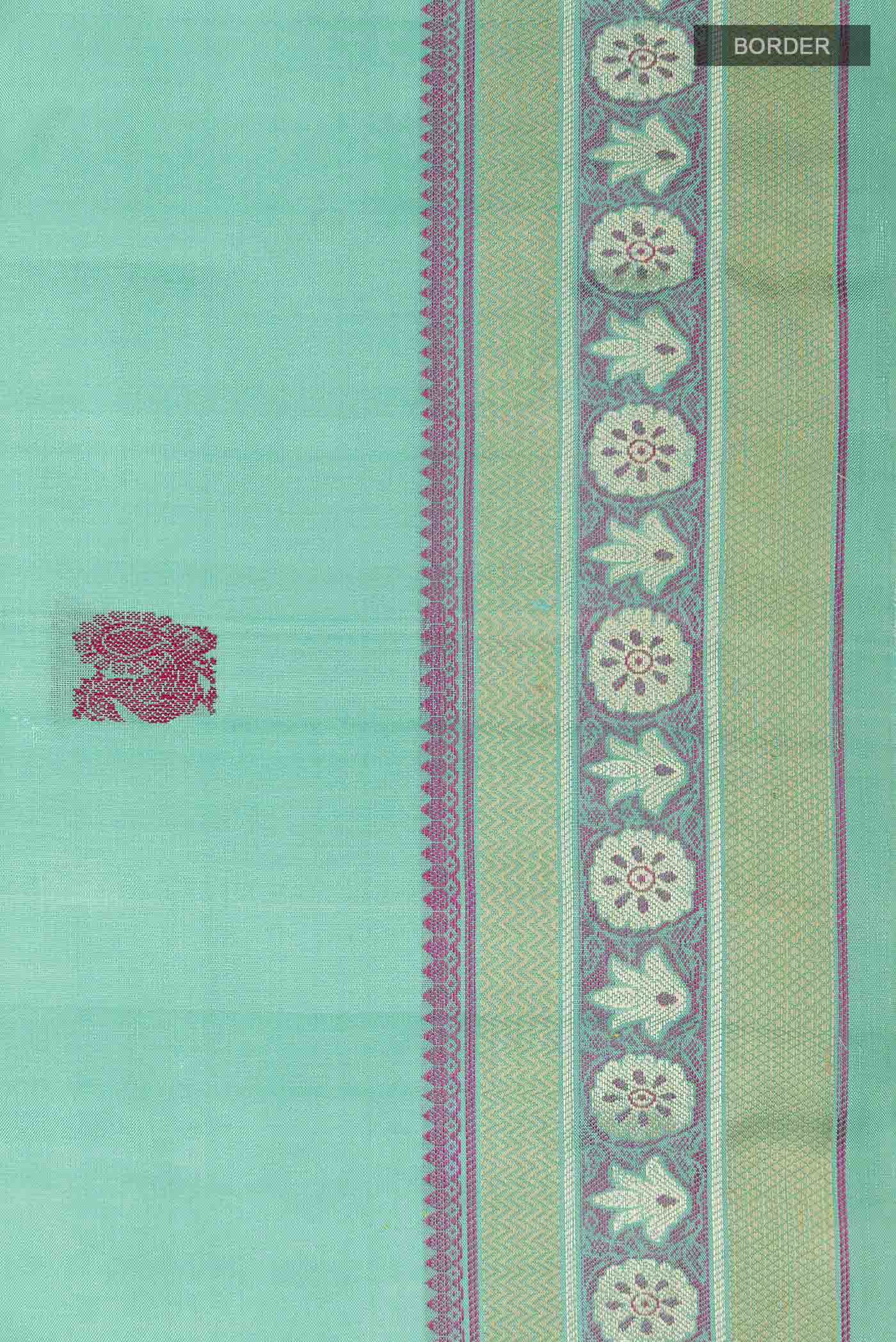 Sea Green Kanchipuram Silk Saree - Image 3