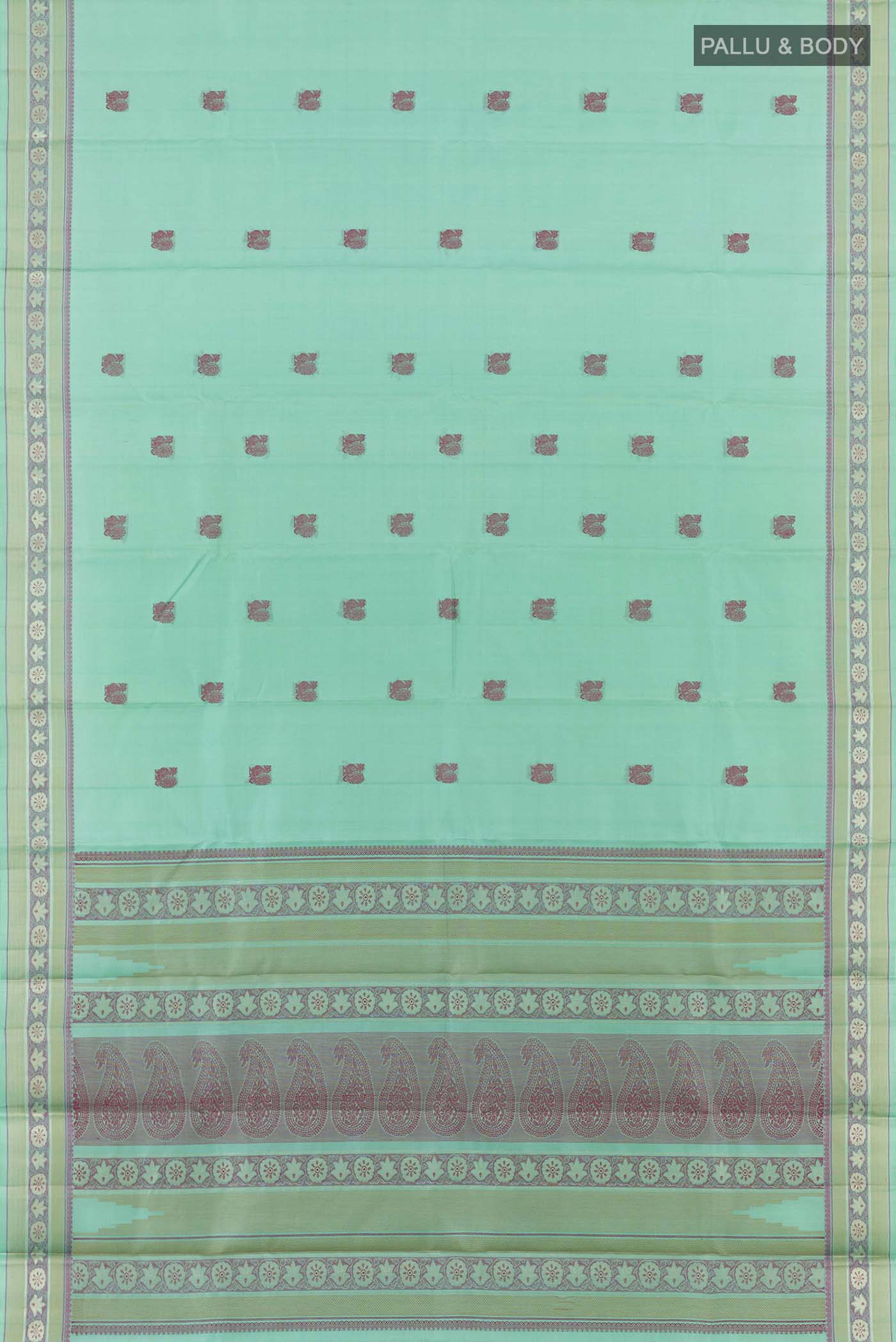 Sea Green Kanchipuram Silk Saree - Image 6