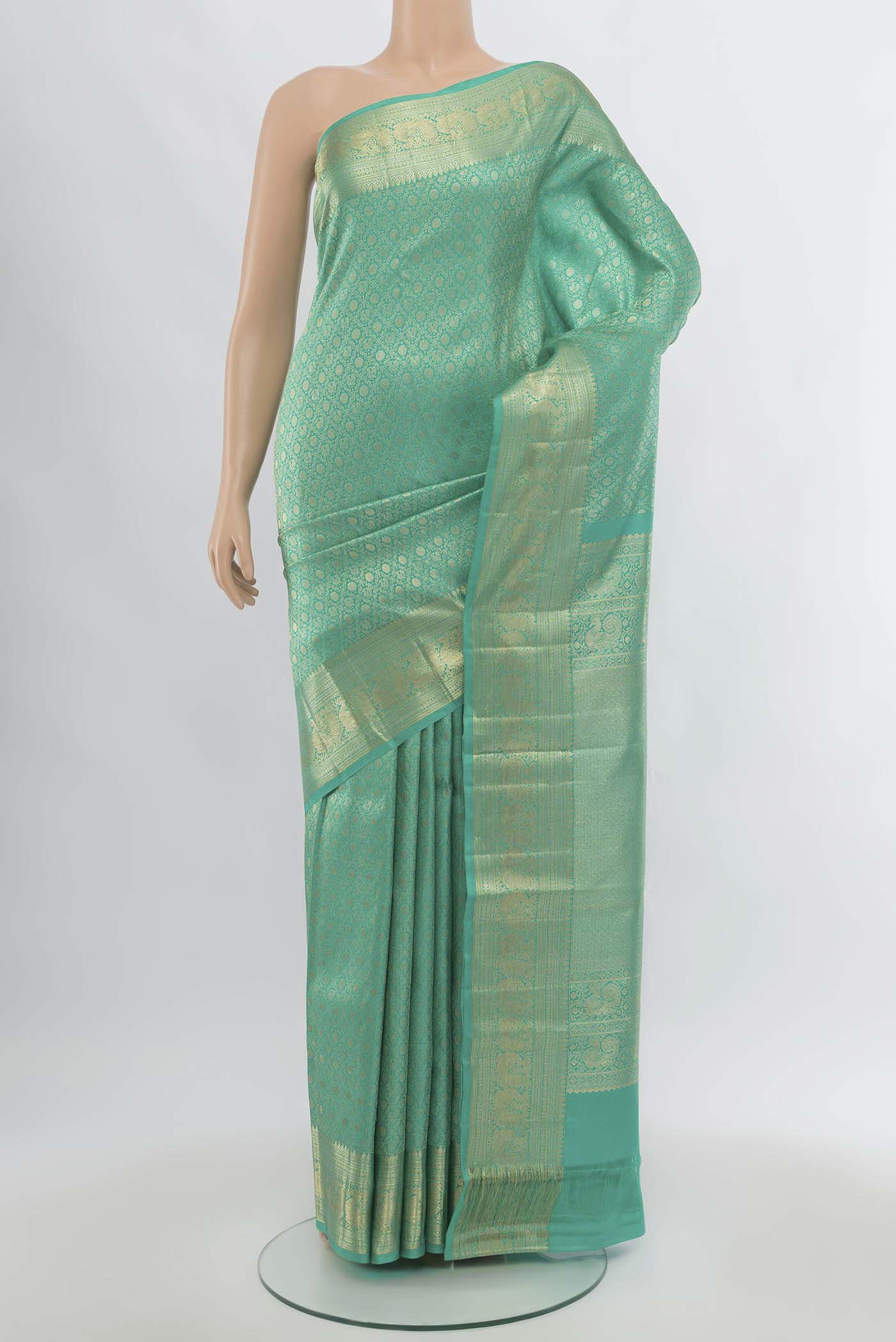 Turquoise Kanchipuram Silk Saree