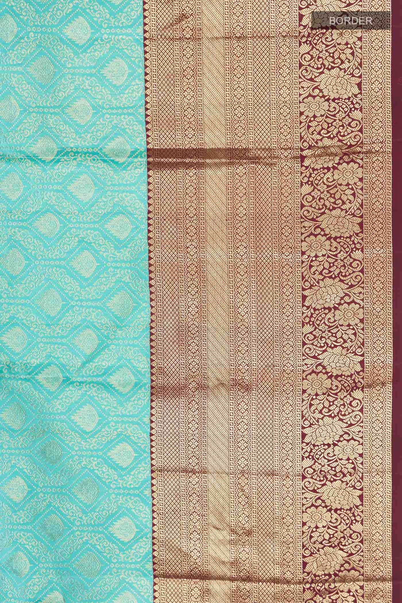 Sea Green Kanchipuram Silk Saree - Image 6