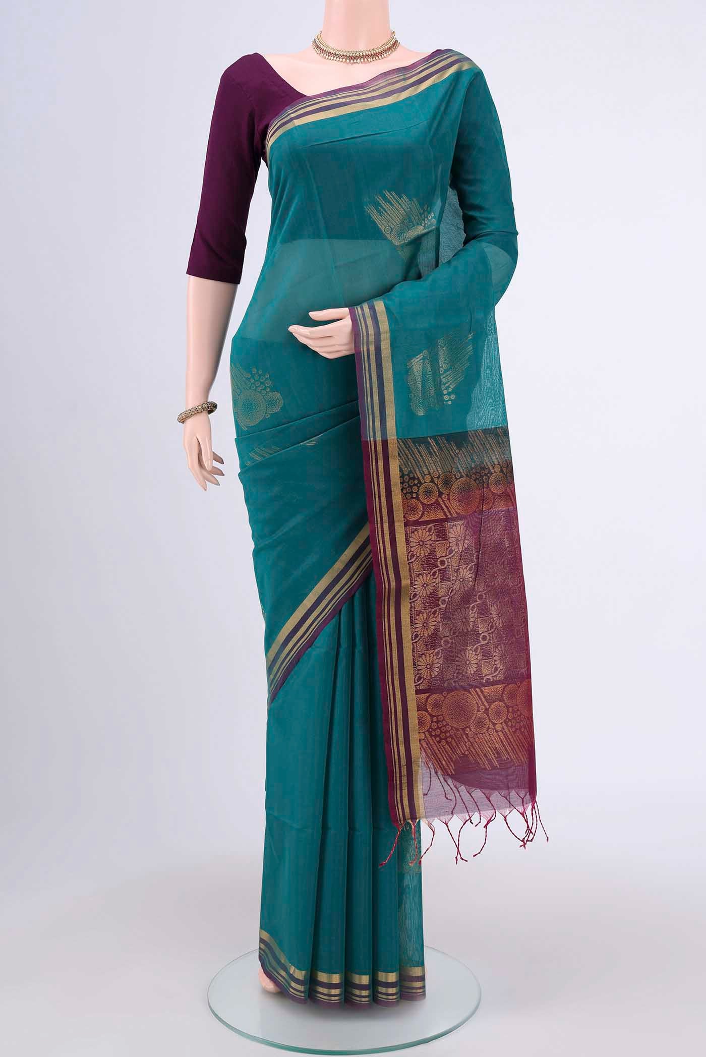 Blue Silk Cotton Saree